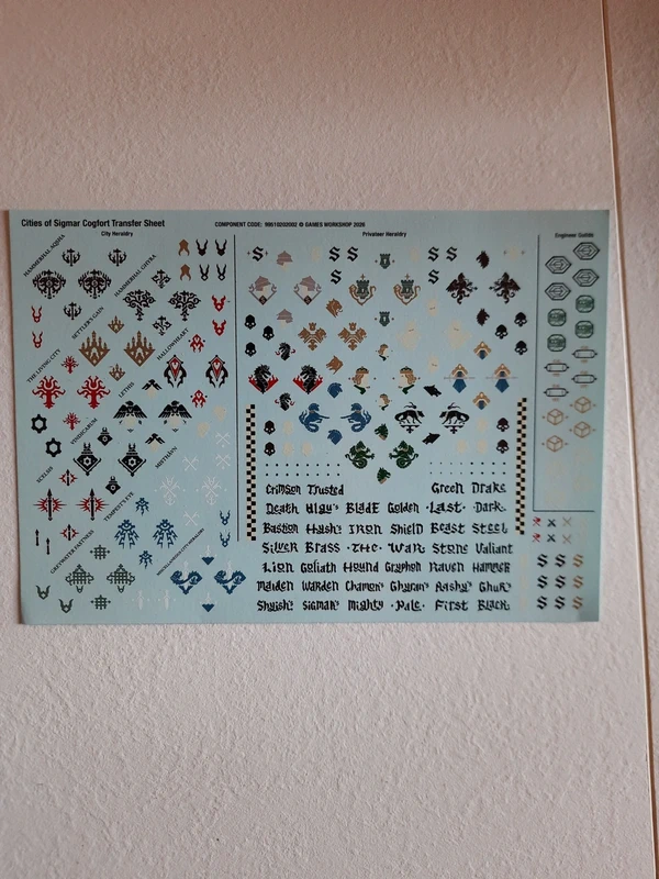 Warhammer AoS Cannonade Cogfort Transfer Sheet