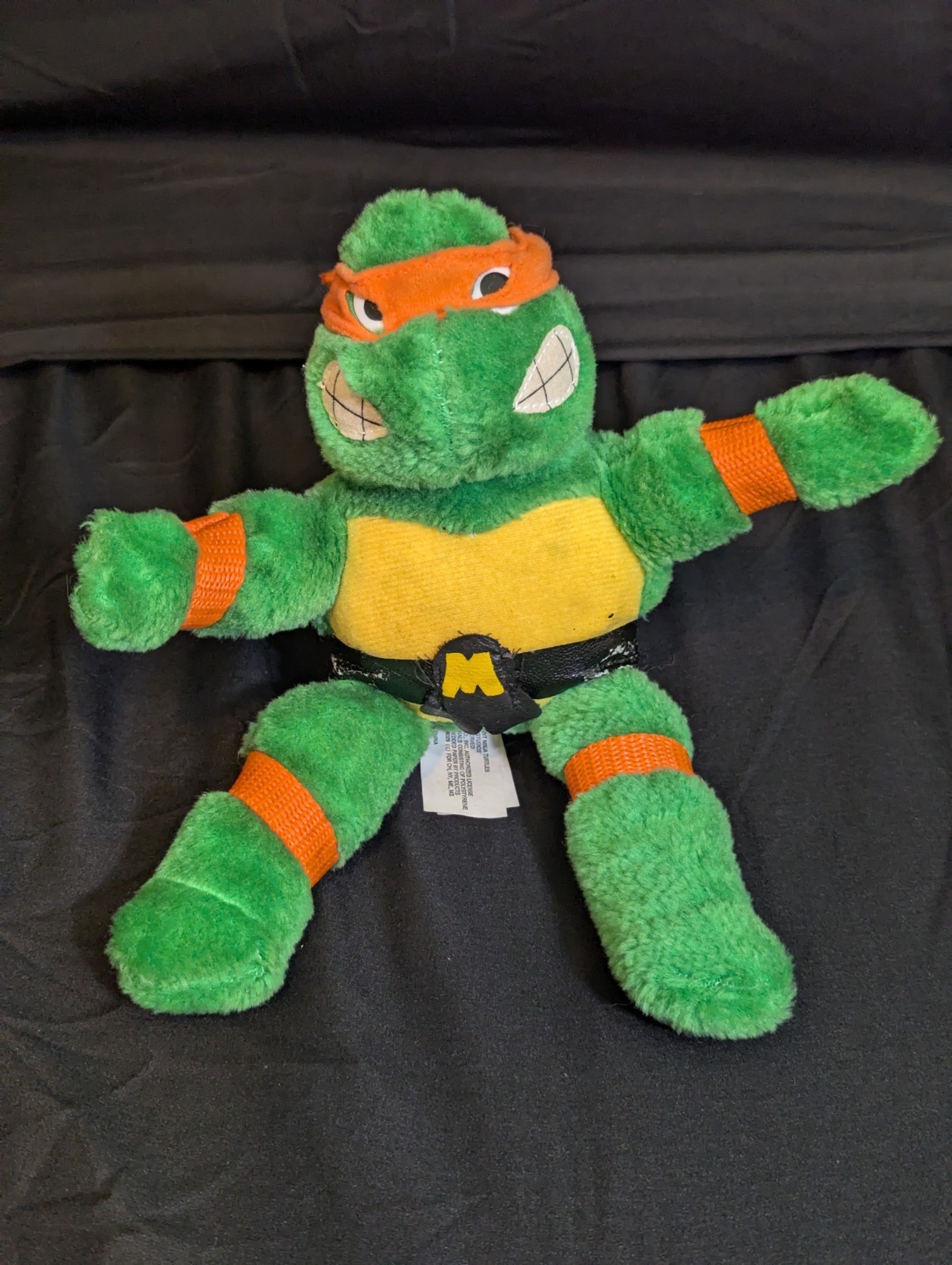 Vintage 1989 TMNT Michelangelo Peluche Asso Novità Peluche Mikey Maschera Arancione