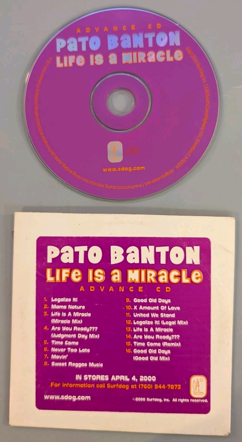 Pato Banton Life Is A Miracle Advance Promo CD 2000 Roots Reggae Surfdog Records