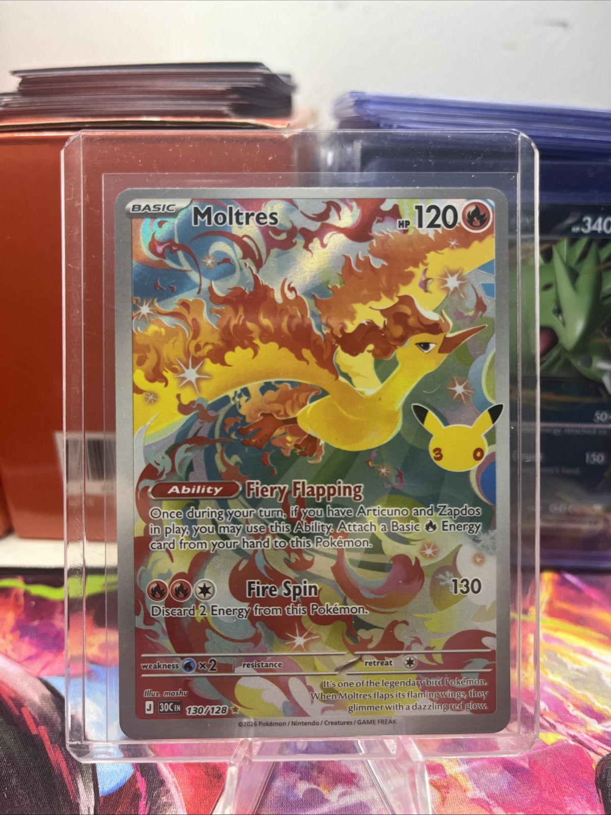 Moltres 130/128 30th Anniversary Full Art Holo Rare Pokemon TCG