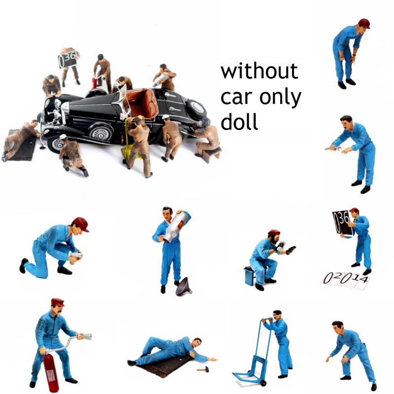 1/18 Repair Technician Handmade Miniature Resin Model Car Scene