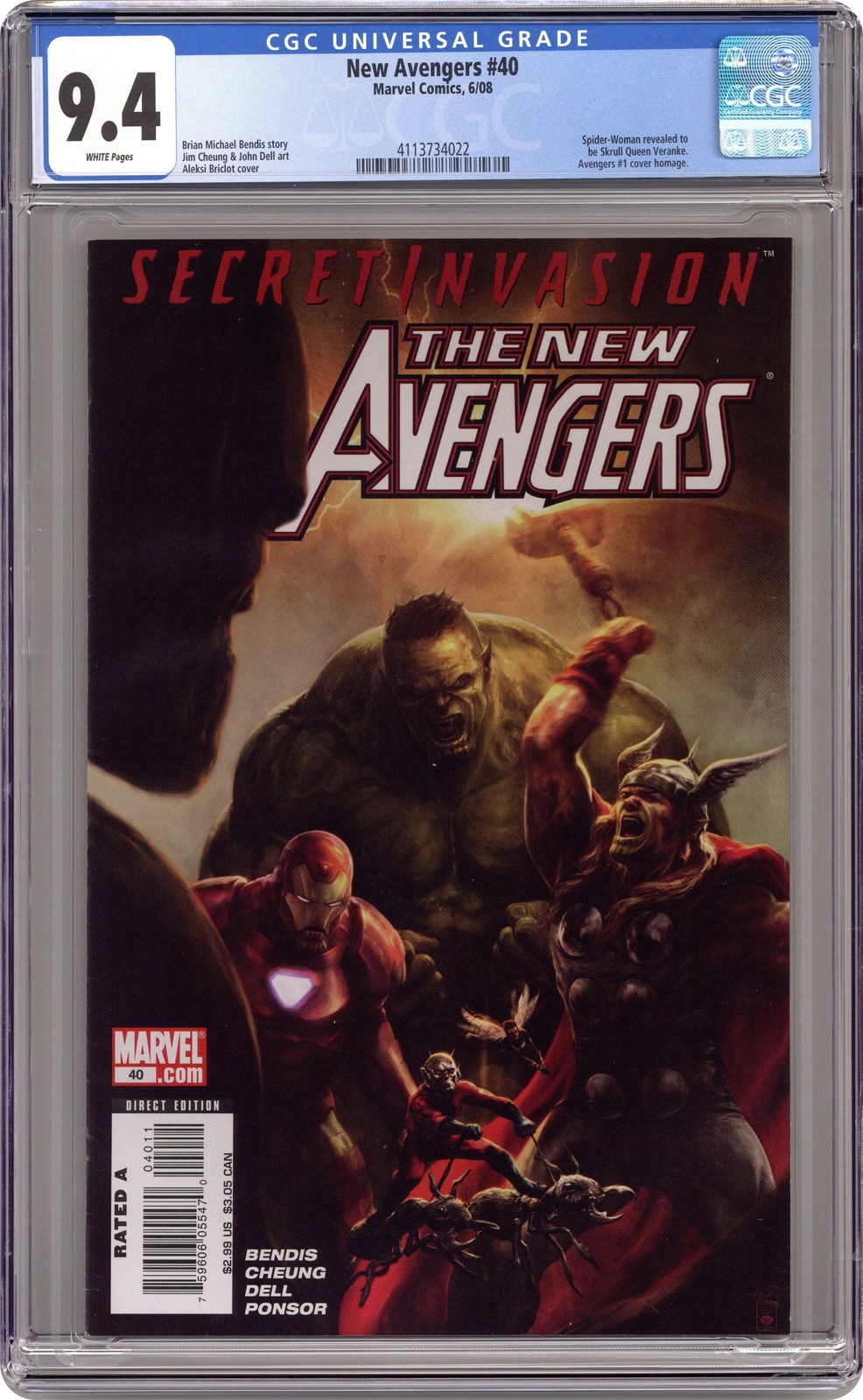 New Avengers #40A Briclot CGC 9.4 2008 4113734022