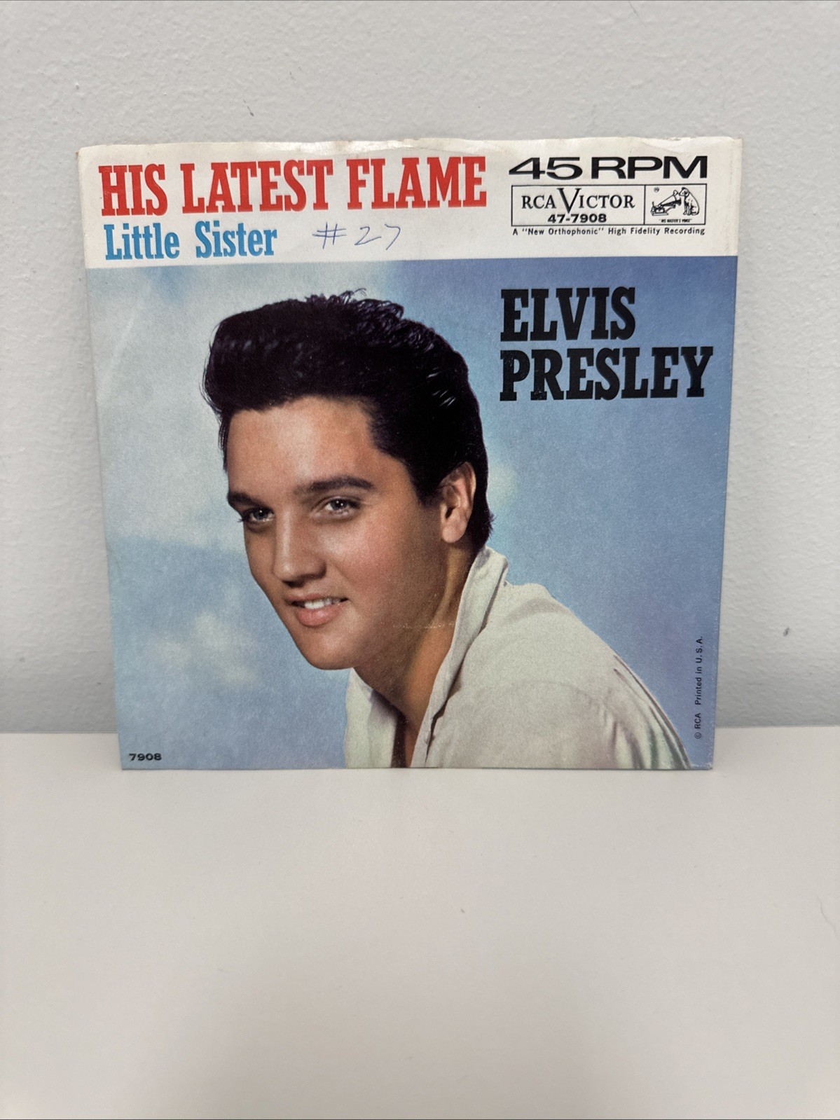 Elvis Presley HIS LATEST FLAME / LITTLE SISTER (ROCK 45/PS) #7908 PLAYS VG+