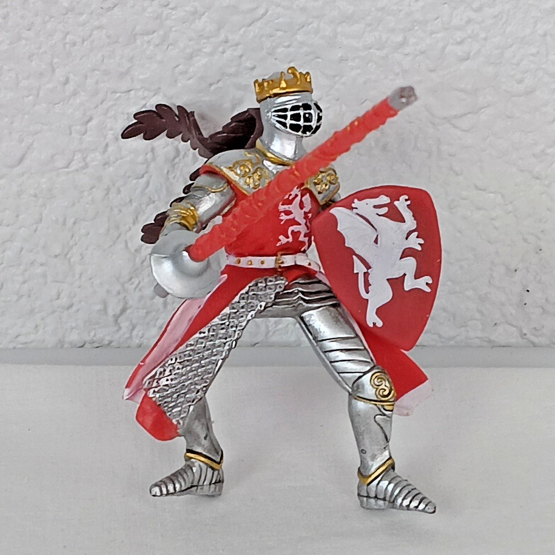 Modellino Papo 2006 Medieval Fantasy Rosso Argento Drago Re Dipinto a Mano
