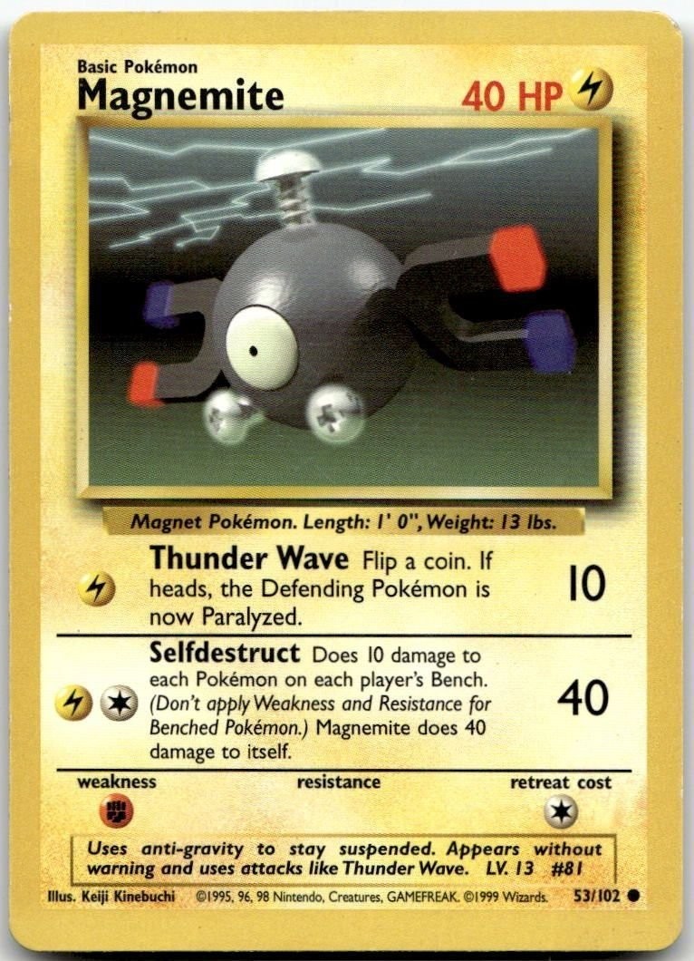 Magnemite Base Set #053/102 Pokemon TCG Card LP