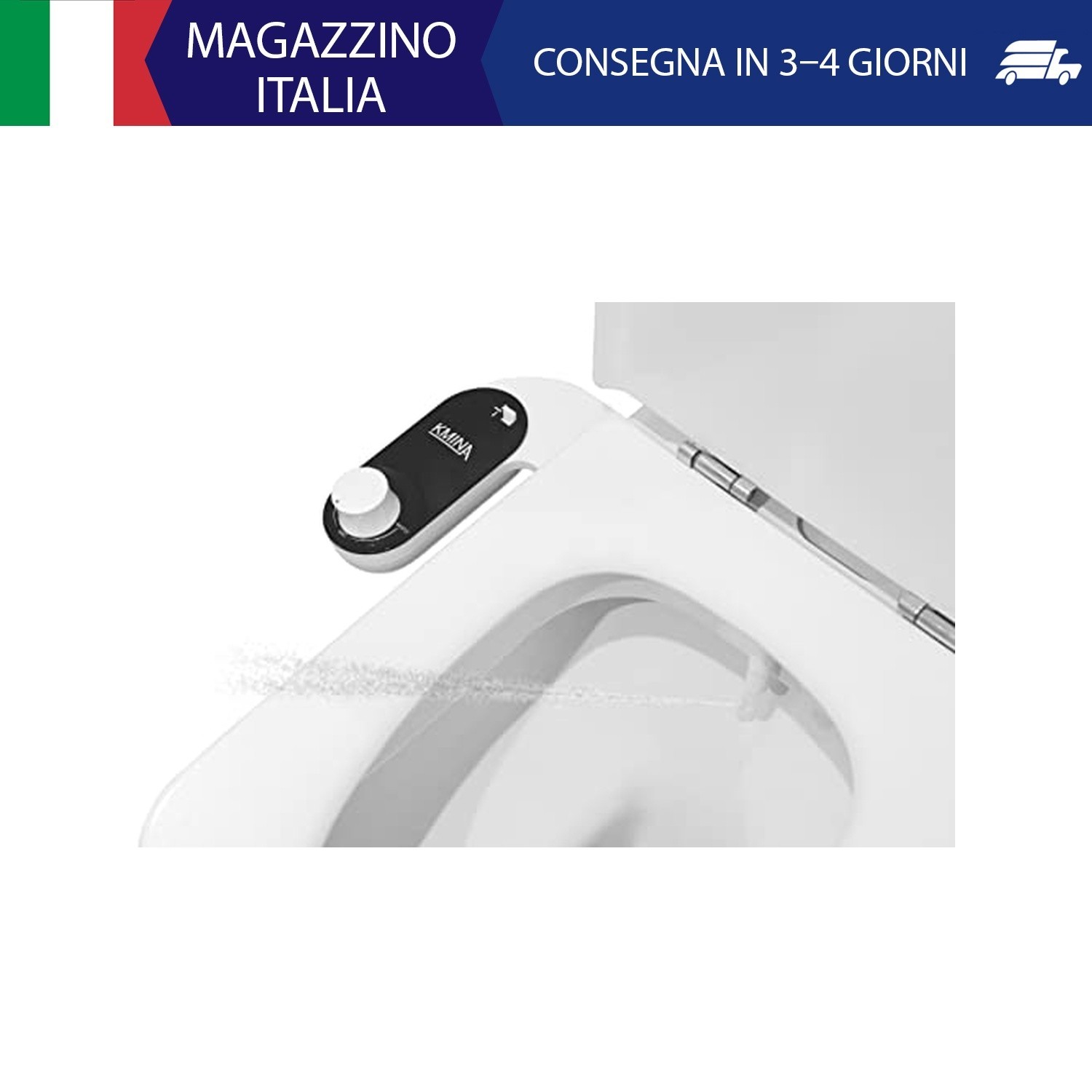 KMINA Bidet per WC Portatile (Tubo 80 cm, Nero), Attacco Manuale con Nebulizzato