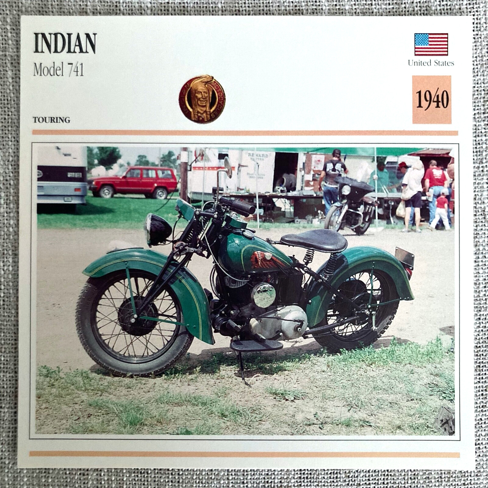 Scheda Moto Atlas Modello Indiano 741 Touring 1940 USA Edito Service