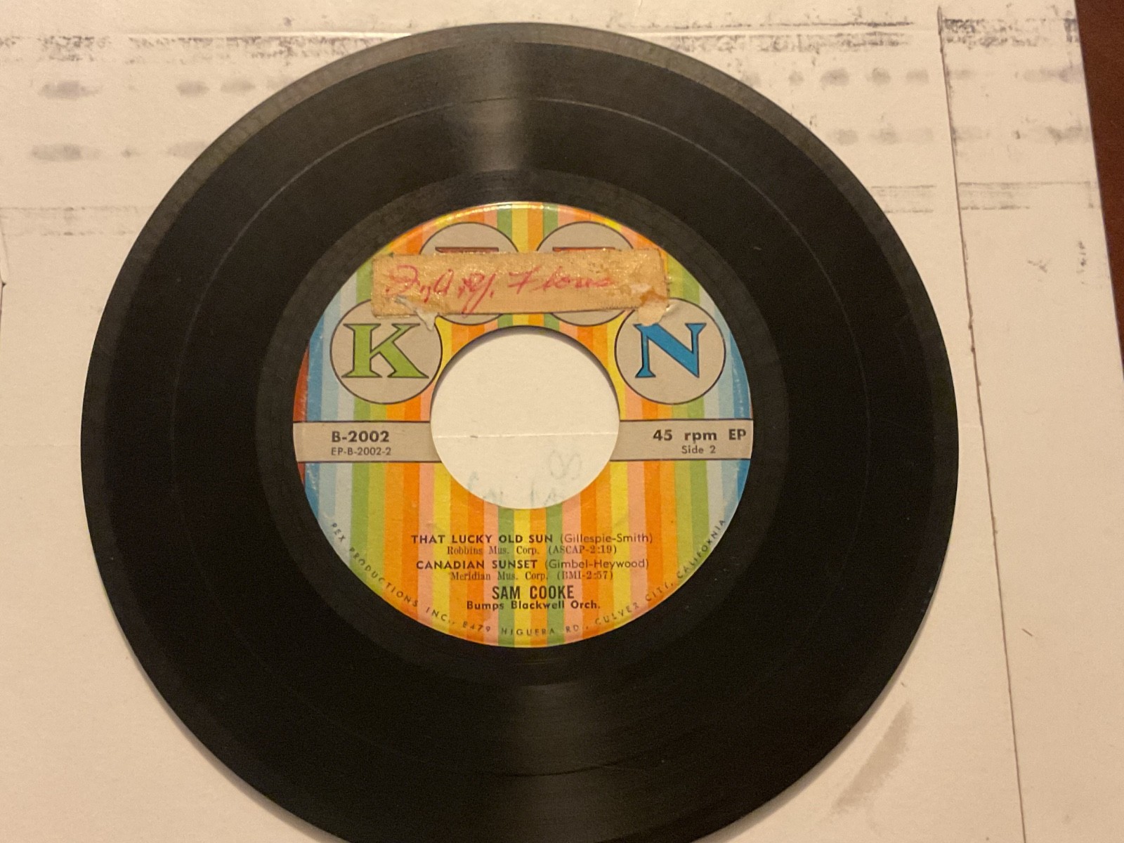Sam Cooke 45 EP Keen B-2002 You Send Me / Canadian Sunset Rare Soul Vinyl 7