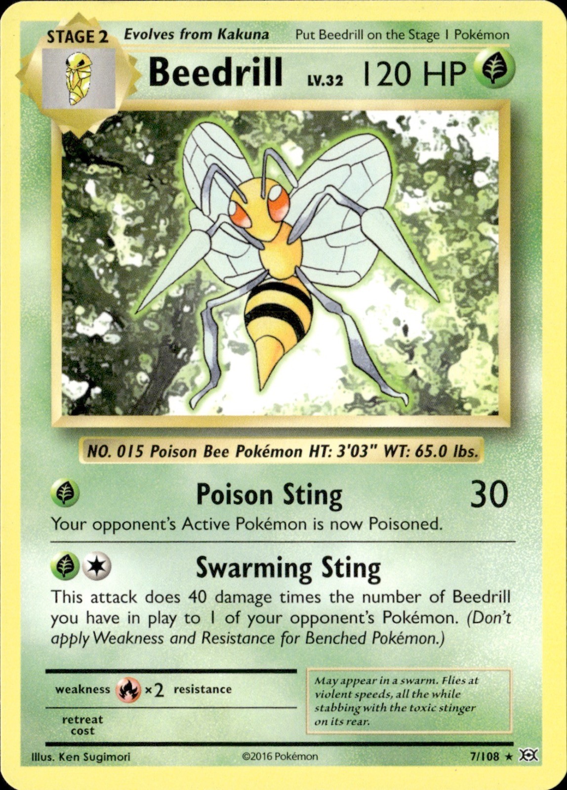 Beedrill 7/108 Rare Evolutions Pokemon Lightly Played