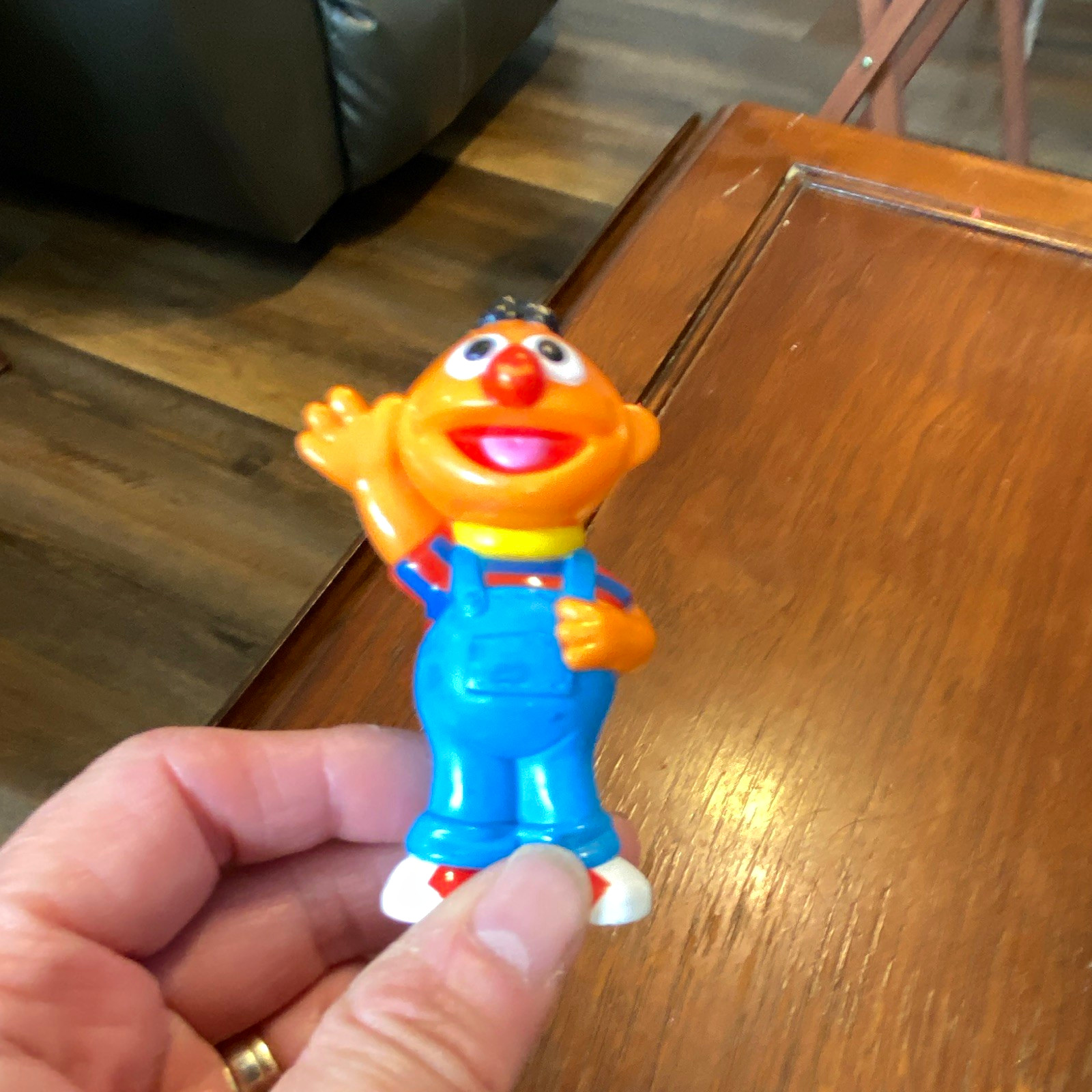 Sesame Street Ernie Plastic Figure Blue Overalls Red Shoes Multicolor
