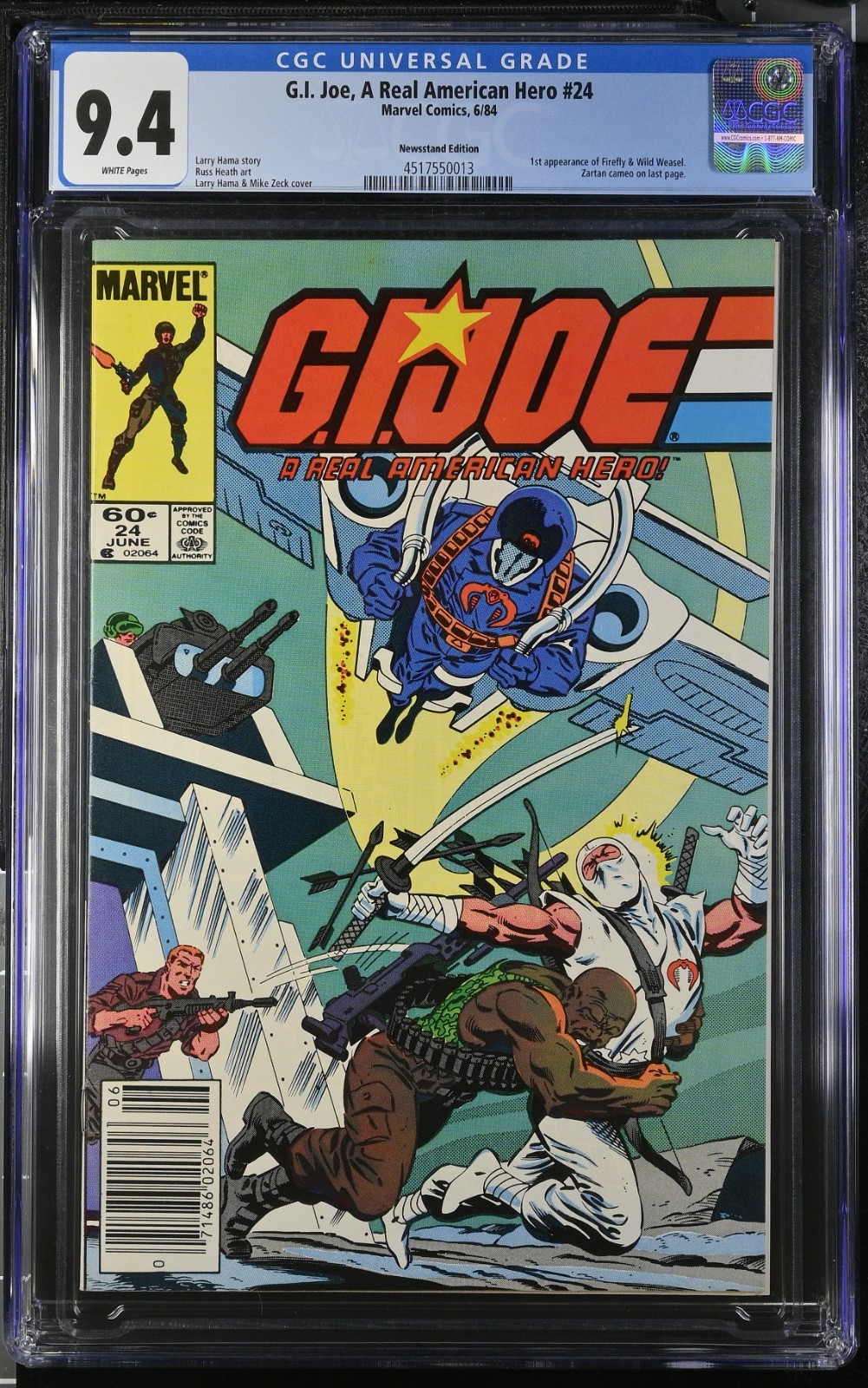 G.I. Joe ARAH #24 CGC 9.4 Edicola 1984 1° Firefly 1° Wild Weasel Mike Zeck