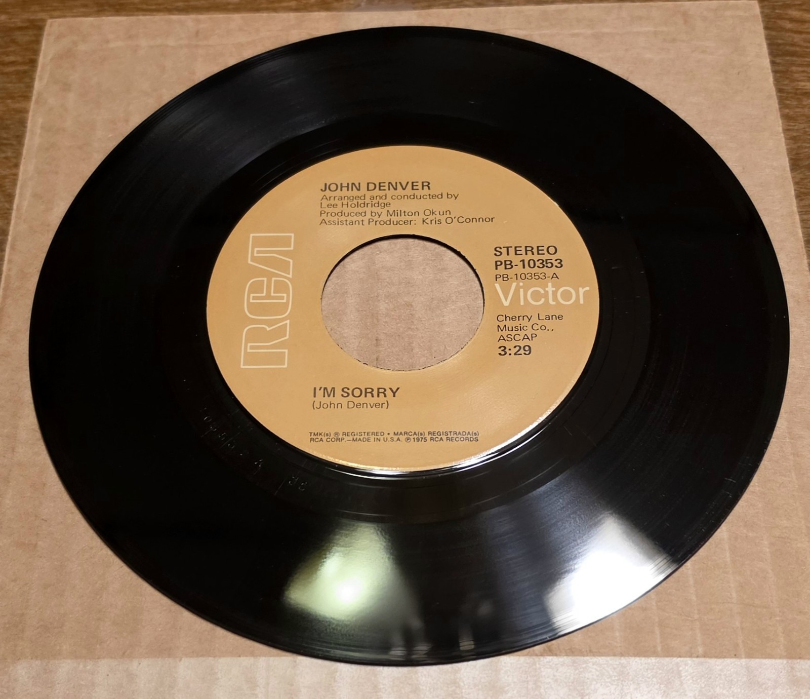 John Denver: I'm Sorry/Calypso - VG+ | 1975 Country Pop 45rpm - RCA Victor