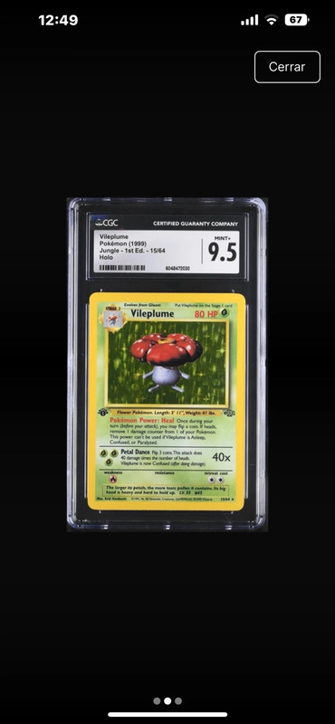 Vilepuble holo jungle 1st edition CGC gem mint