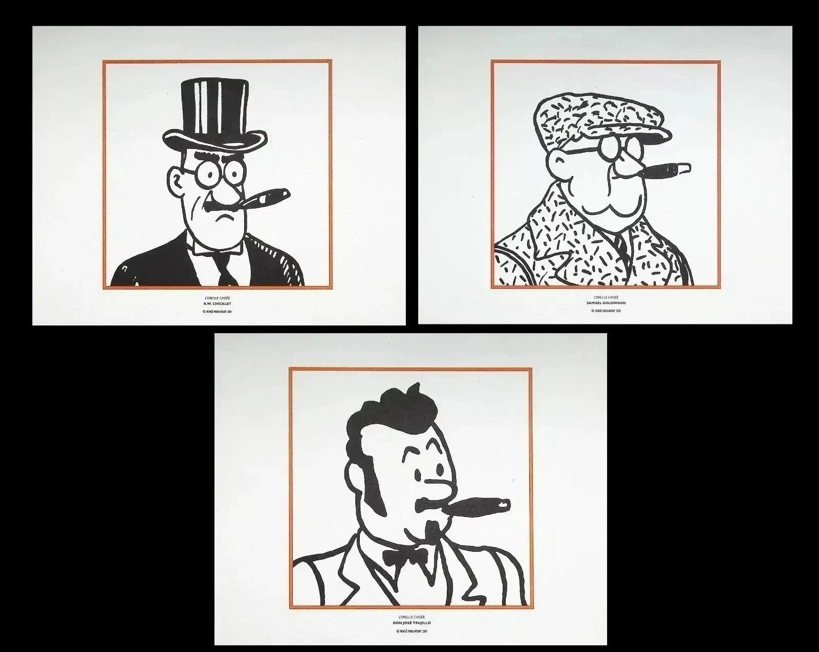 HERGÉ : TINTIN - Les Millionnaires, 3 LITHOGRAPHIES Ex Libris, 2011