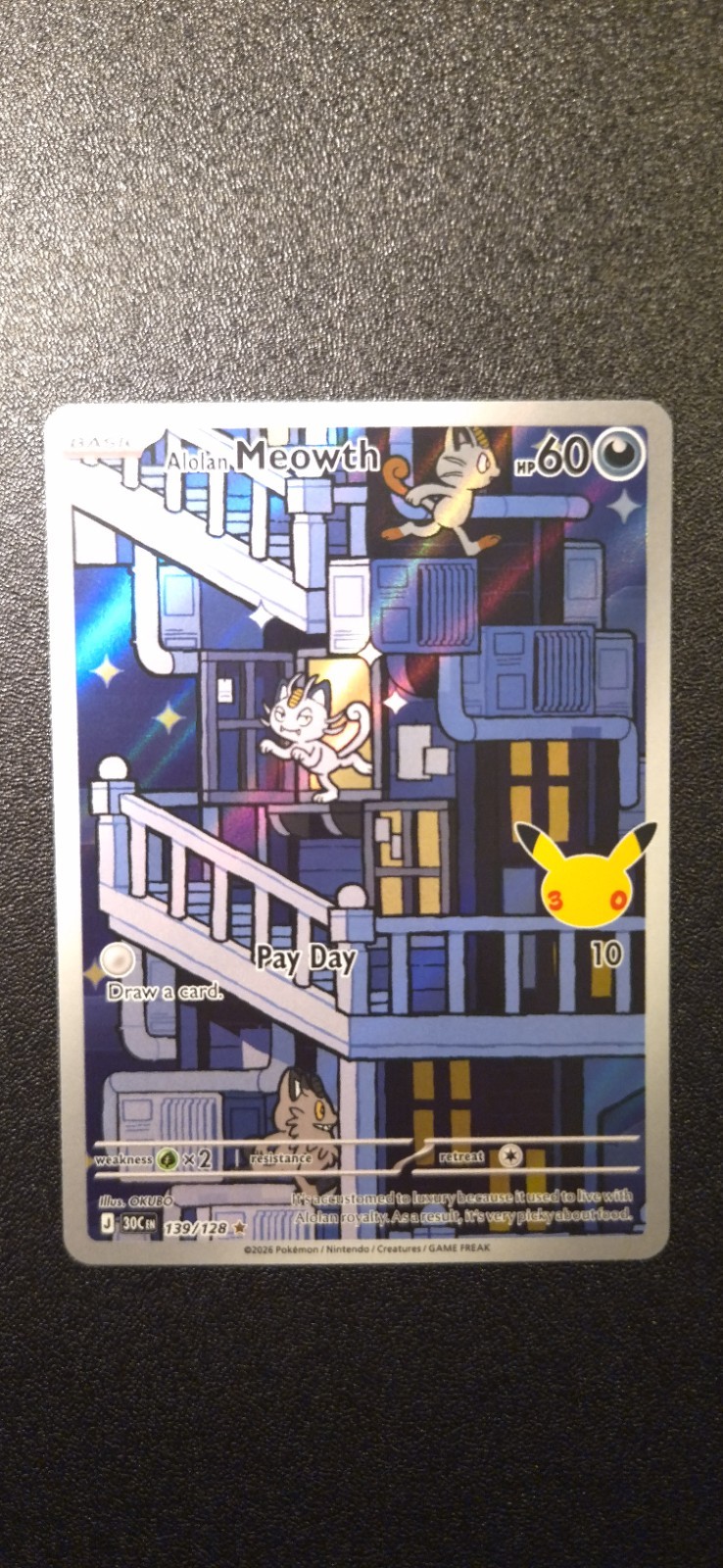 Pokemon Alolan Meowth IR 30th Anniversary NM