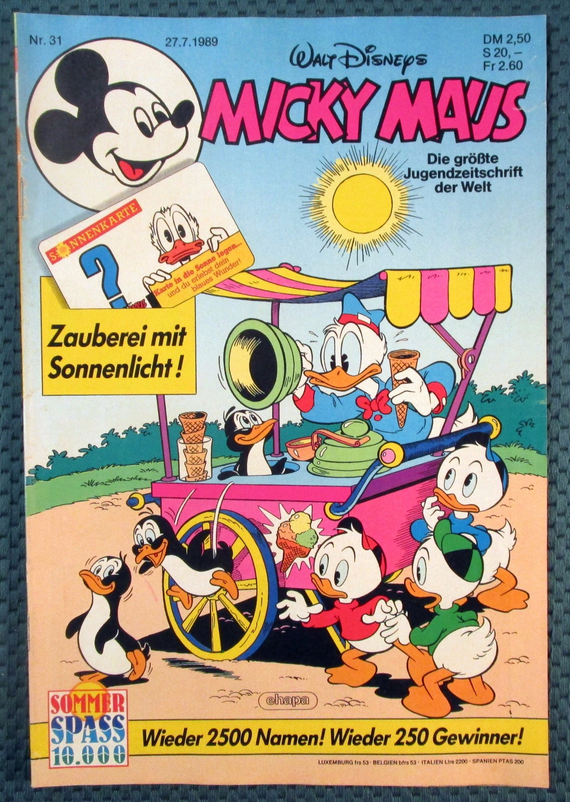 Topolino 1989 fascicolo #31 del 27 luglio 1989 con supplemento magia con luce solare