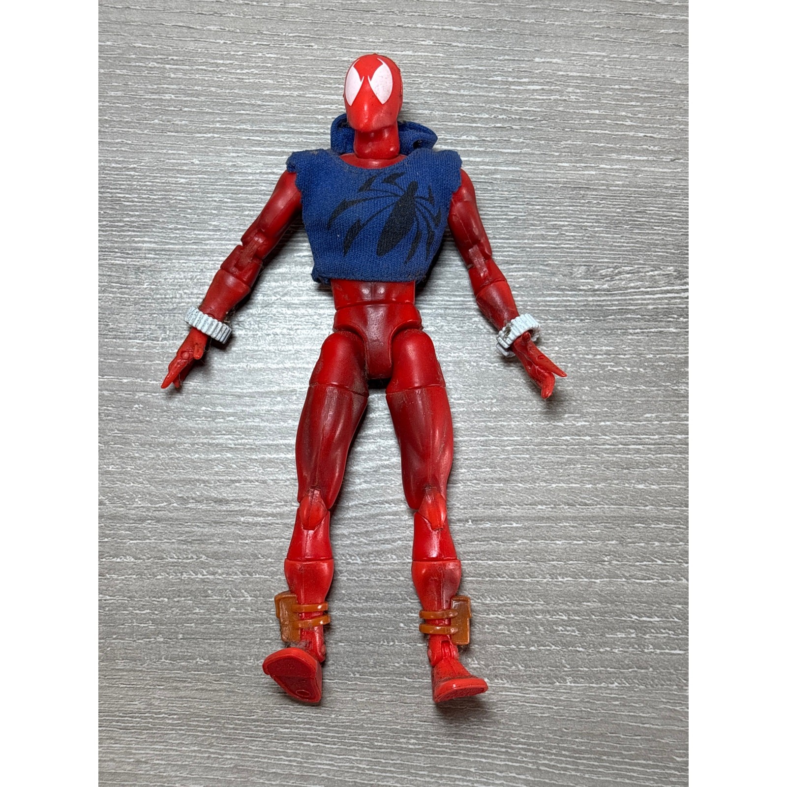 Marvel Scarlet Spider- Spider-Man Action Figure- Blue Hoodie- 2001- EUC