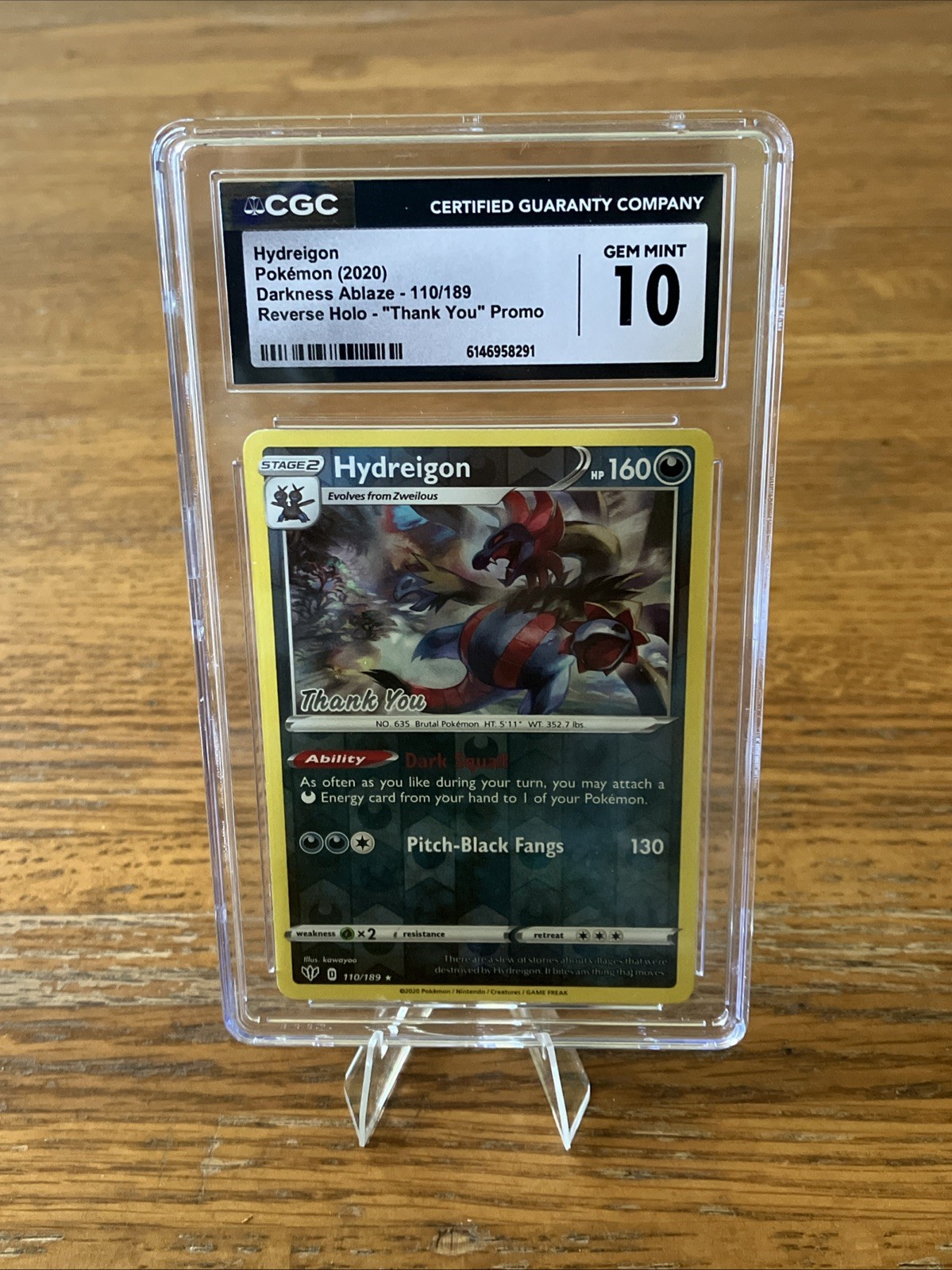 ⭐ Gemma CGC Mint 10 Hydreigon [Grazie] 110/189 Pokemon Classificato Holo Inverso
