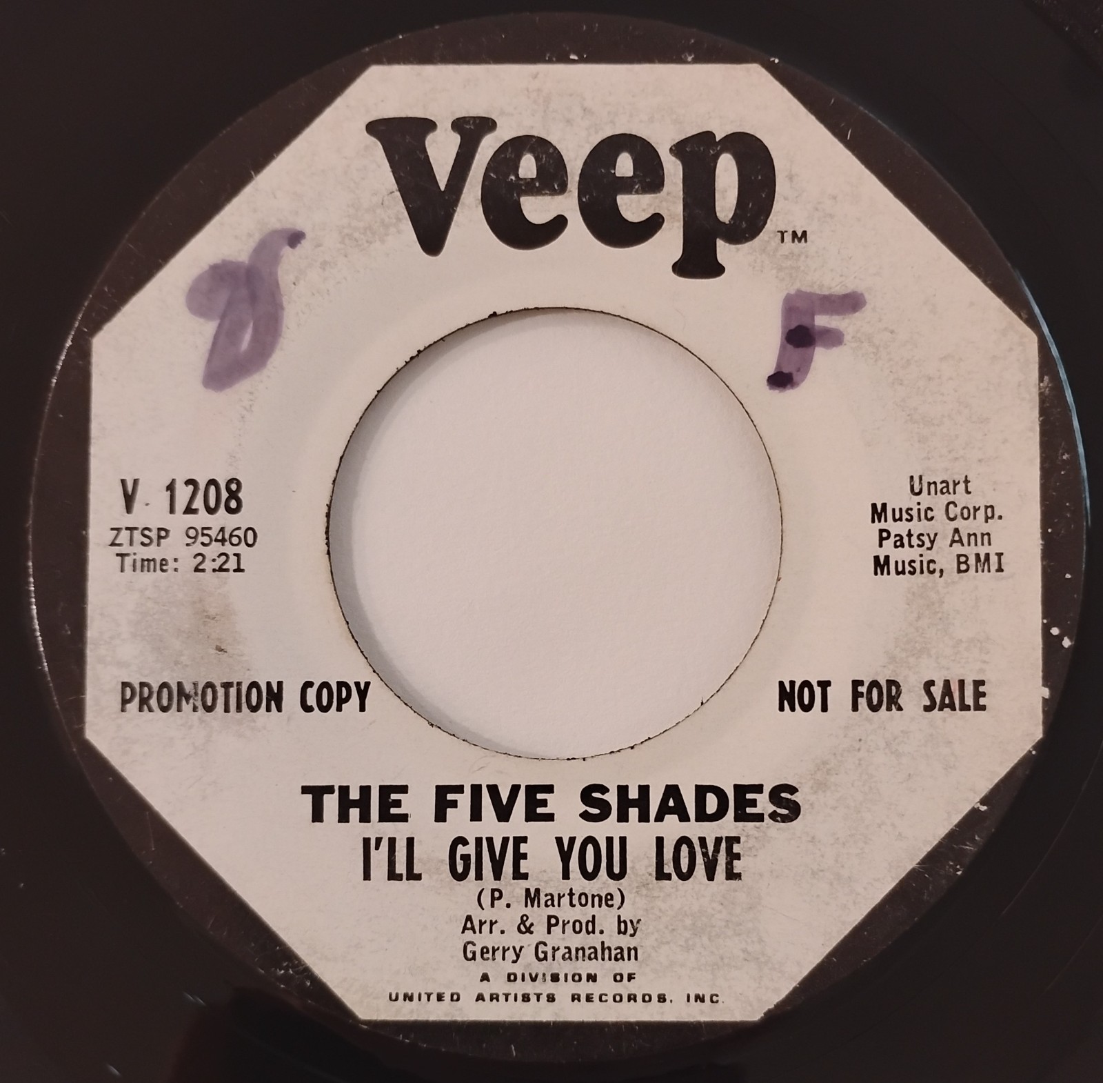 The Five Shades – I'll Give You Love / Vickie. 45 1965. Garage Rock/Pop