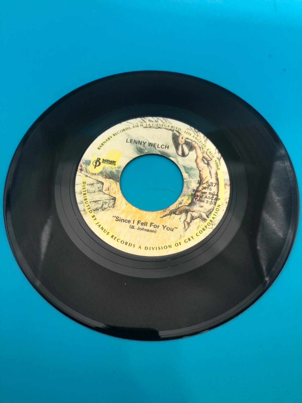 Lenny Welch- Since I Fell For You / Are You Sincere-Barnaby Reissue 45-NM