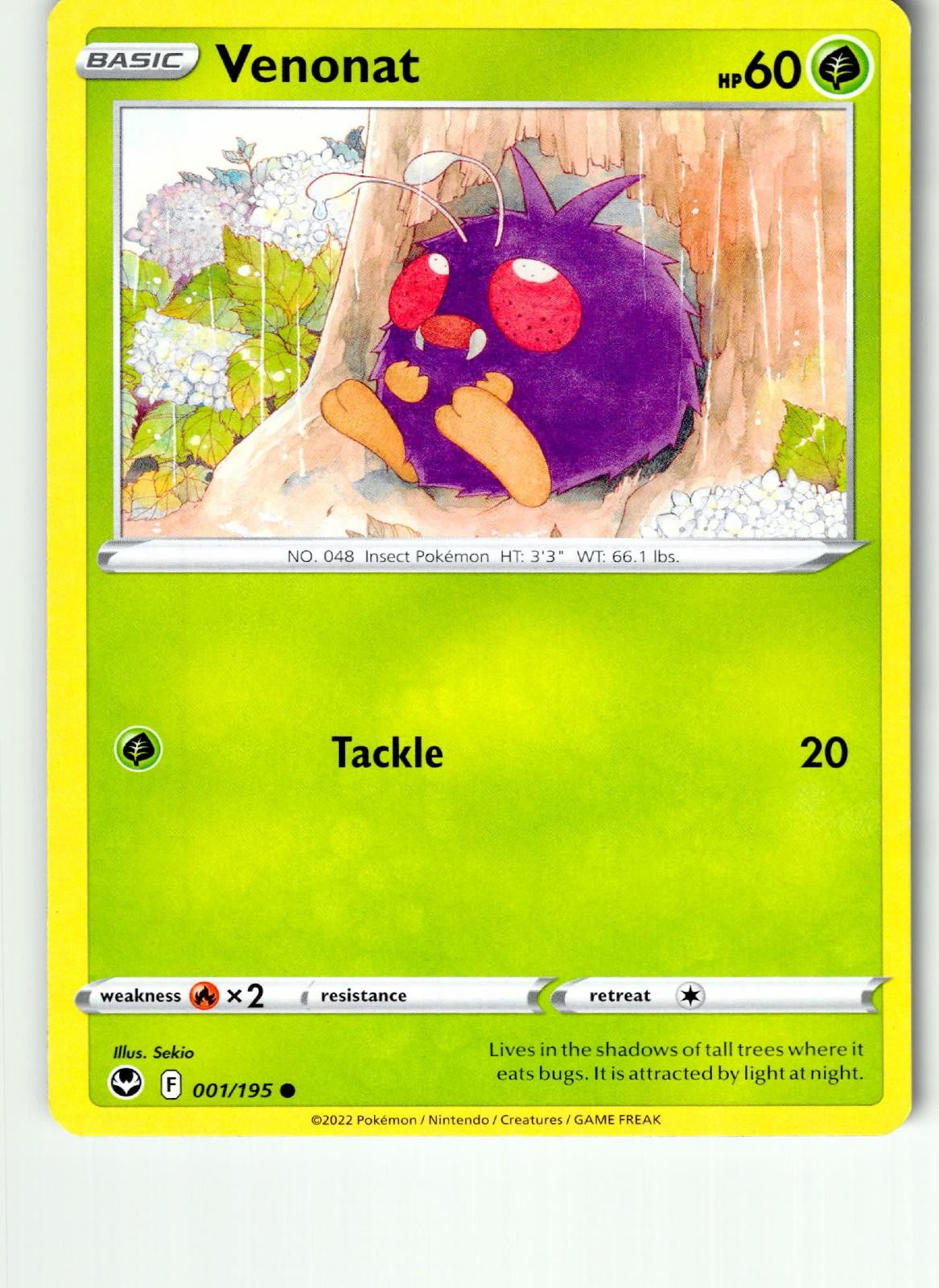 Pokemon Tempesta Argento Comune Venonat 001/195 Giocato Leggermente