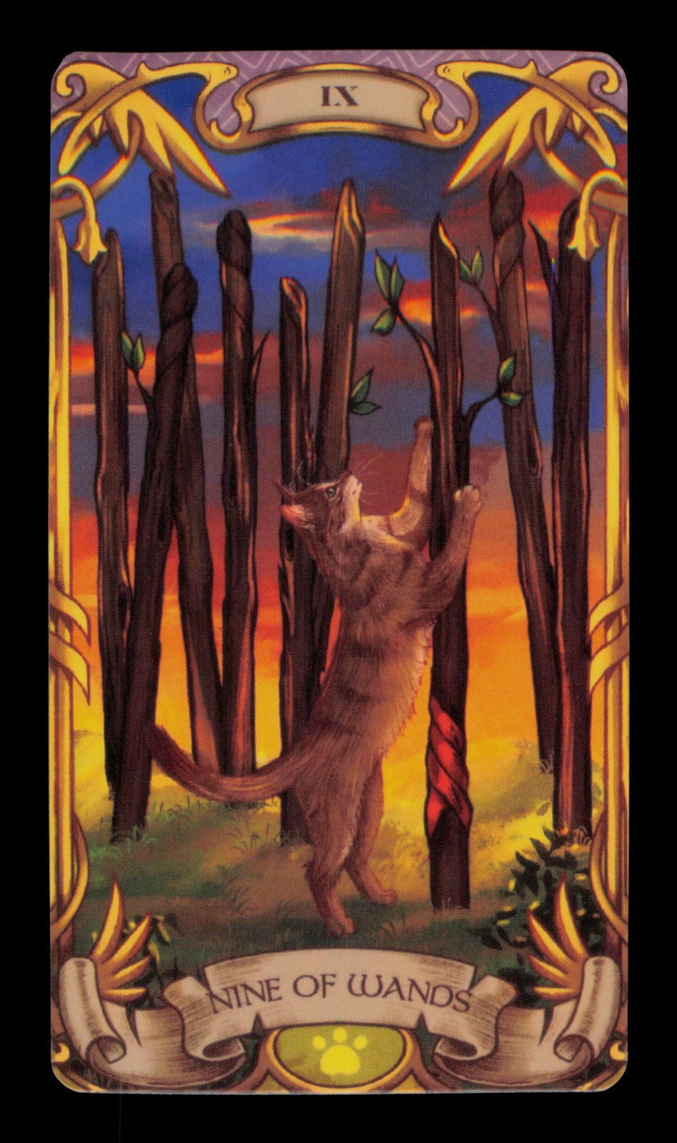 Nine Of Wands Nine Lives Cat Jade Oasis Tarot Card Single