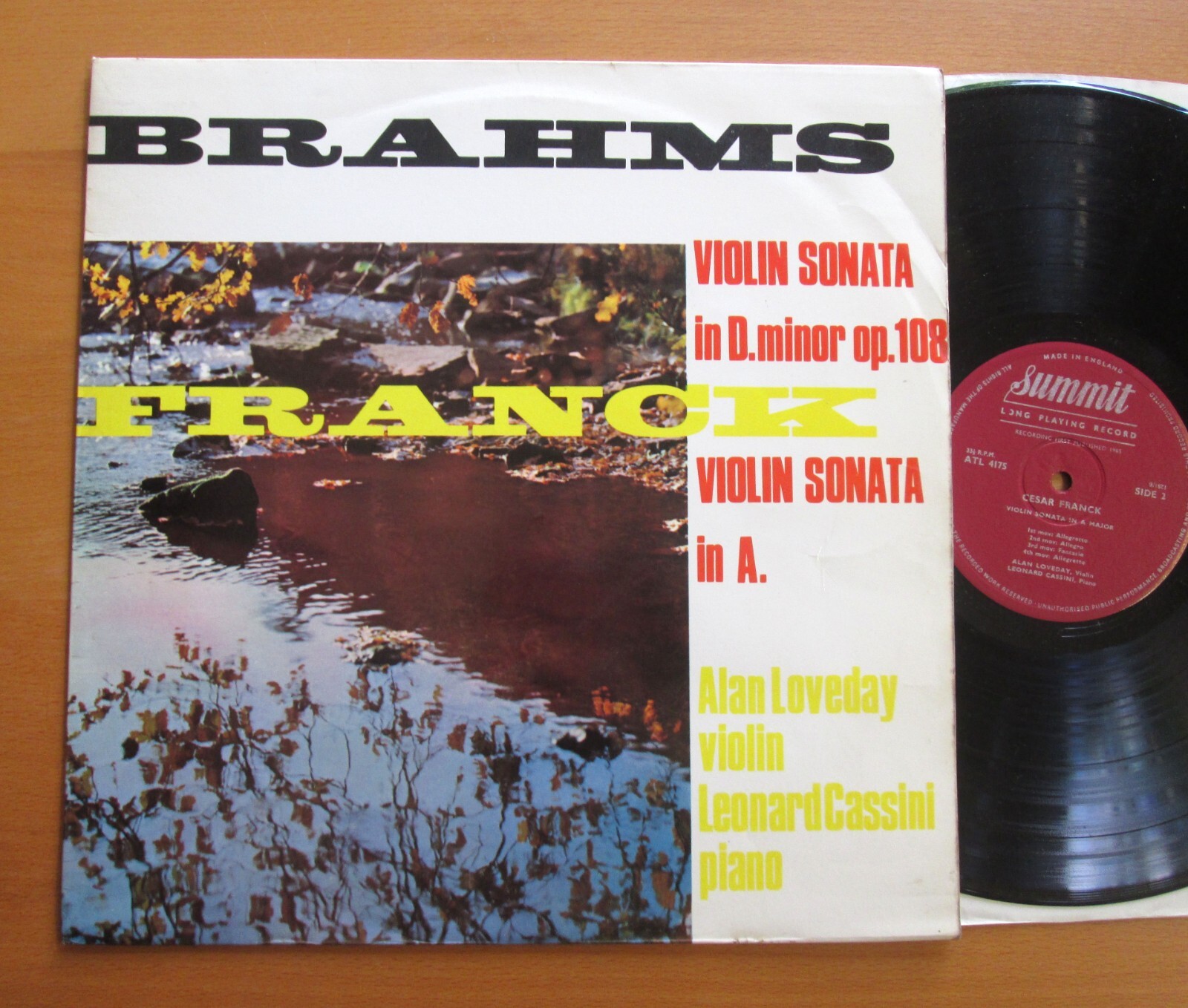 ATL 4175 Brahms Franck Violin Sonatas Alan Loveday Leonard Cassini EXCELLENT LP