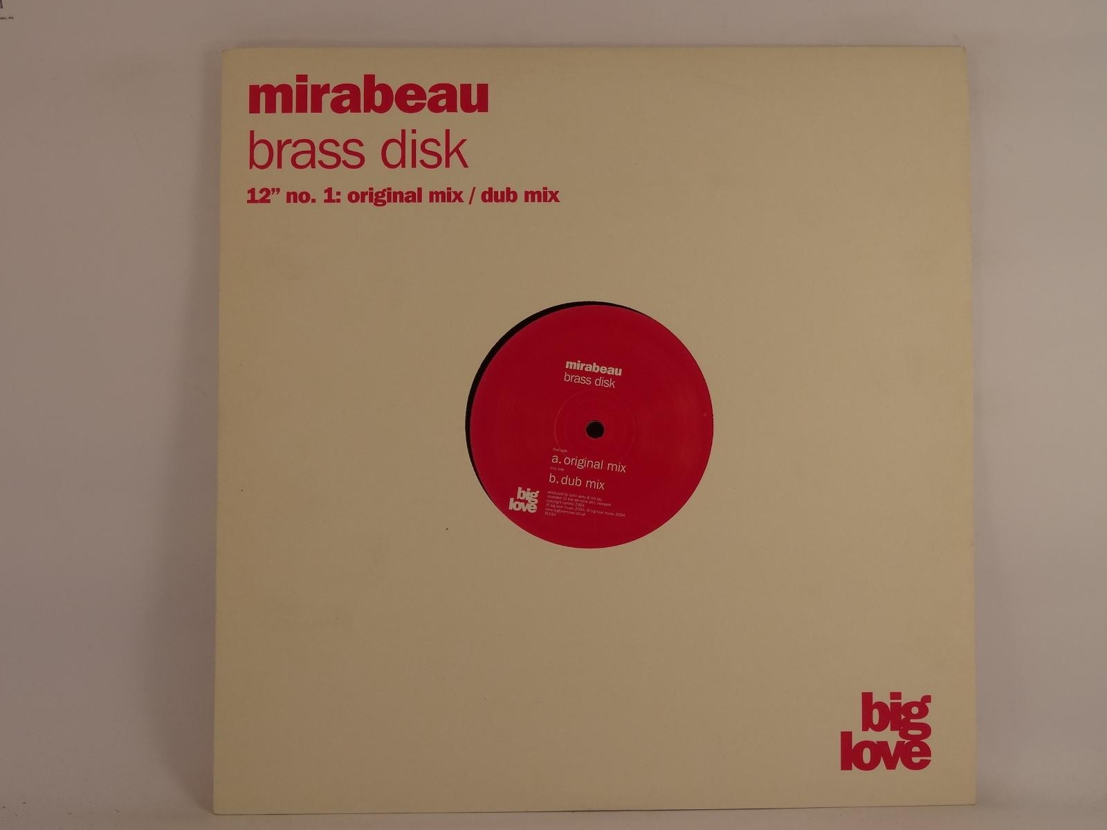 MIRABEAU BRASS DISK (64) 2 Track Promo 12" Single plus Picture Sleeve BIG LOVE