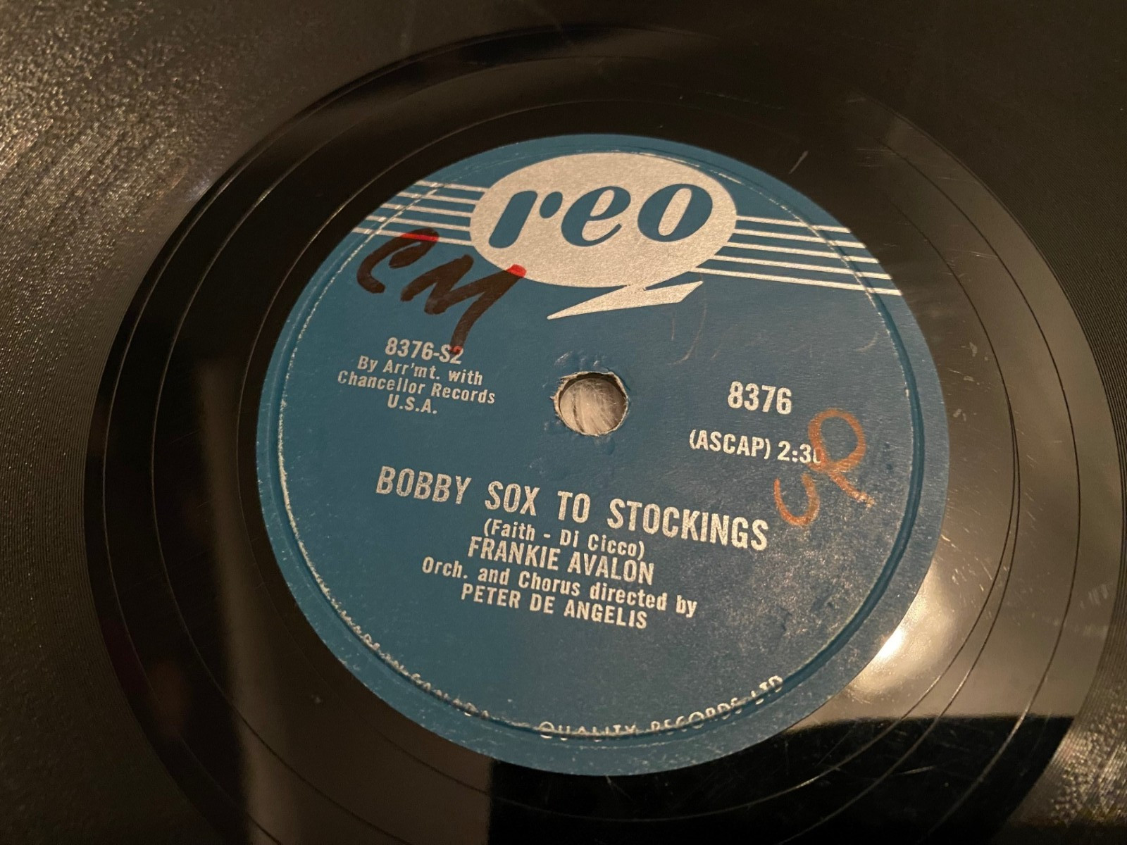 FRANKIE AVALON : BOBBY SOX TO STOCKINGS / A BOY WITHOUT A GIRL.  Can 78.rpm 1959