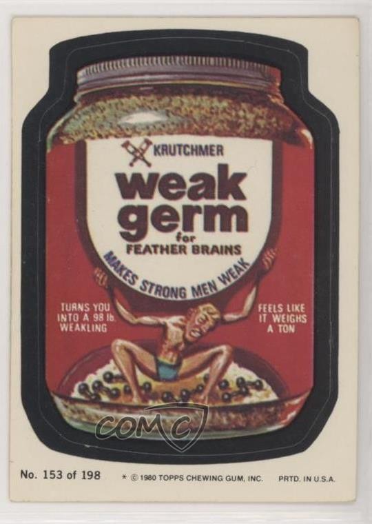 Topps Wacky Packages 1980 serie 3 germe debole #153 0c37