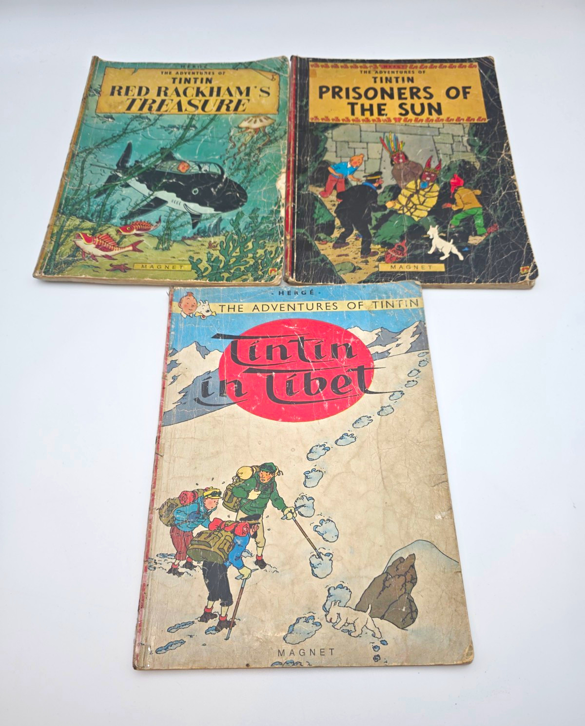Hergé Le avventure di Tintin Calamita lotto fumetti 3 album iscritti in inglese