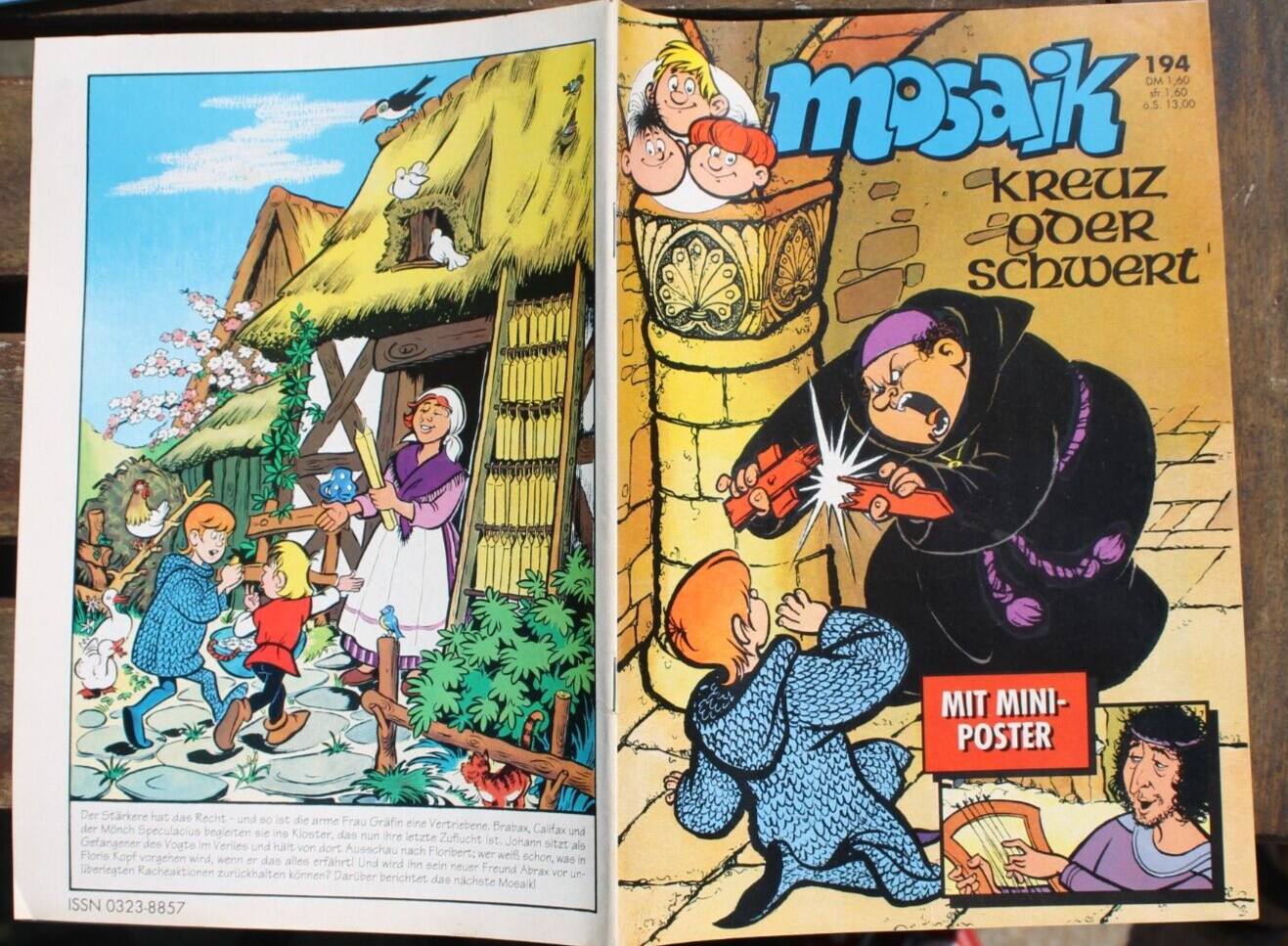MOSAIK Nr. 194 Abrafaxe La Croce o Spada con Mini-Poster 1992