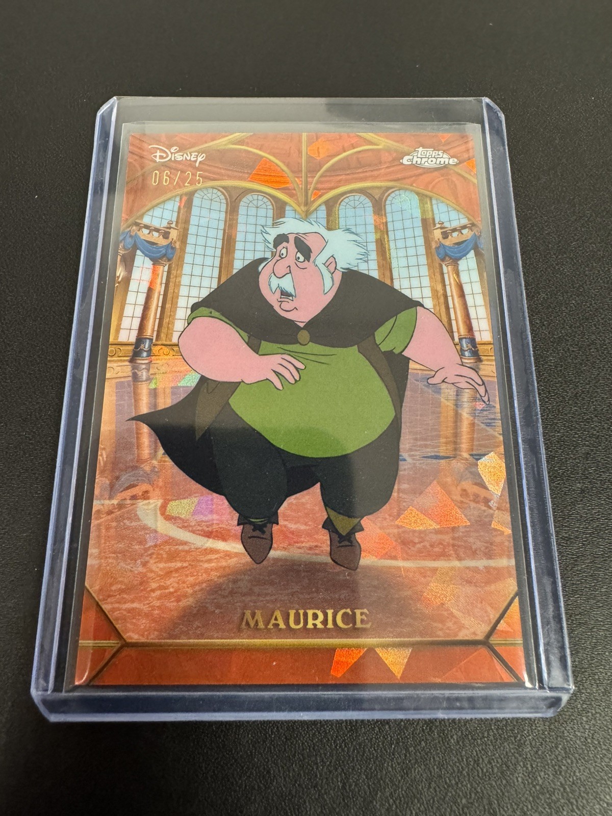 2026 Topps Chrome Disney Sapphire #BB-2 Maurice Orange /25 Bella e Bestia 35°