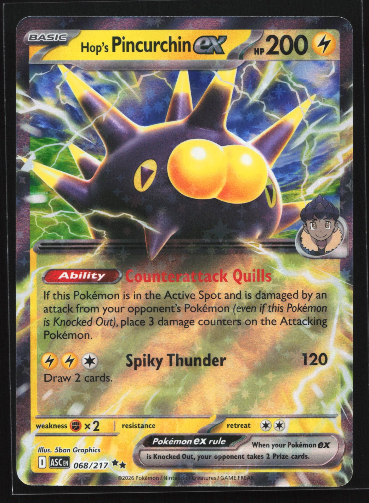 Hop's Pincurchin ex 068/217 ME: Eroi Ascesi Doppia Carta Pokemon Rara