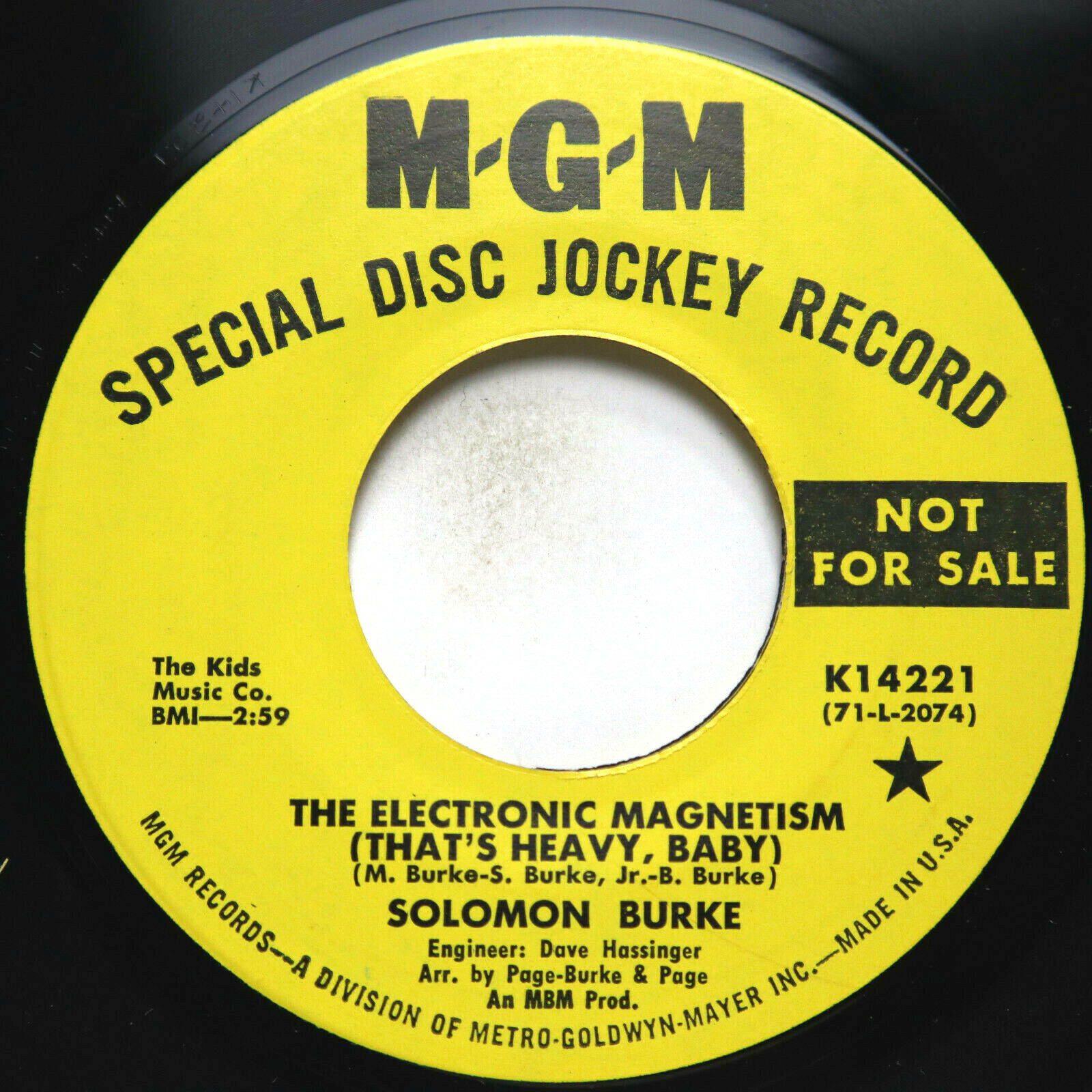 SOLOMON BURKE - THE ELECTRONIC MAGNETISM/ BRIDGE OF LIFE (PROMO) - SOUL 45