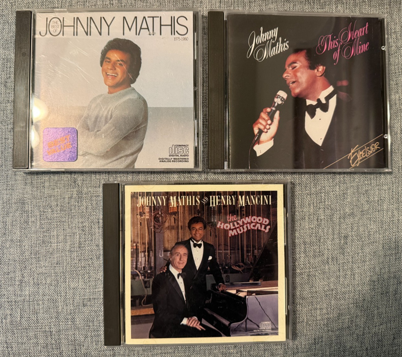 3 CD Lot Johnny Mathis The Best of, This Heart of Mine, & CD with Henry Mancini