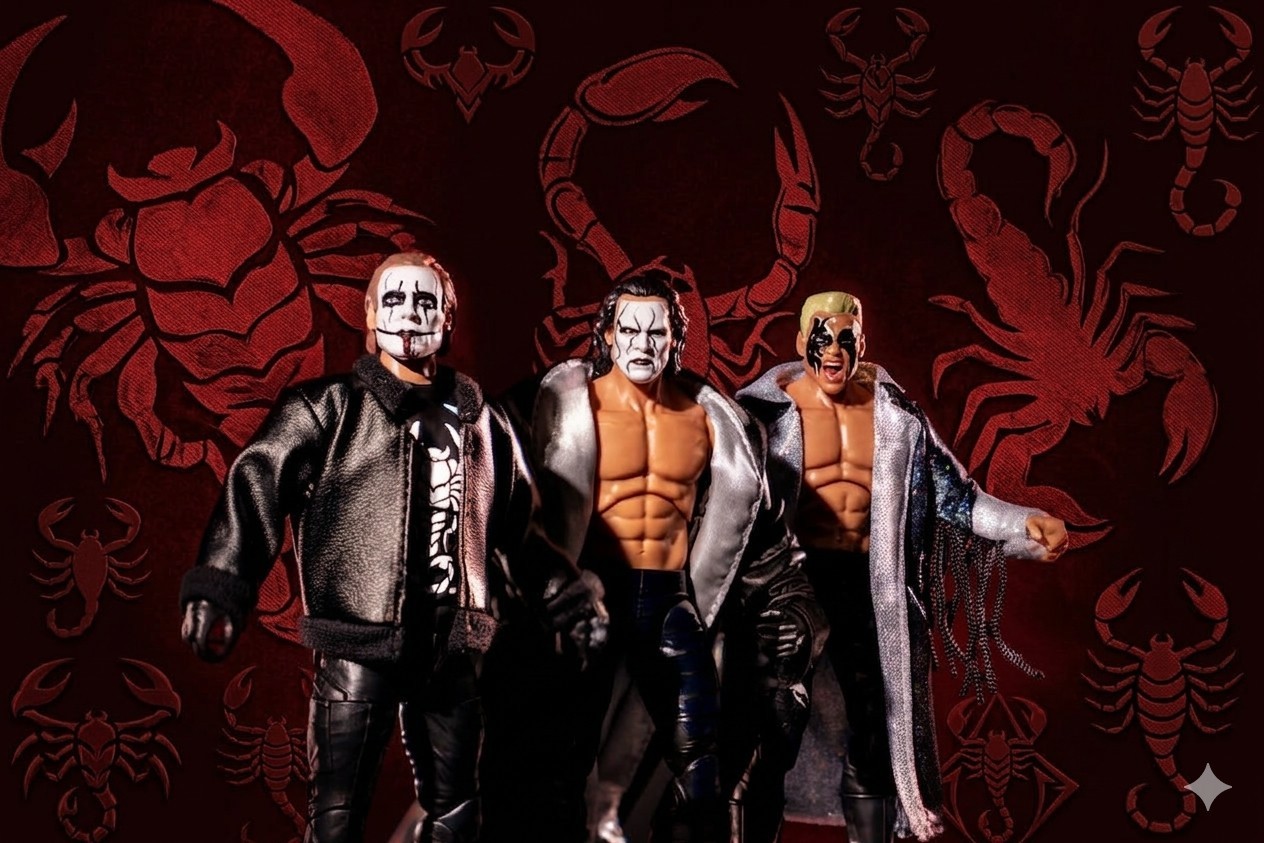 ⚡OPEN⚡ AEW Jazwares Legacy of Sting Set 3 Figs WCW TNA WWE Crow Joker Surfer