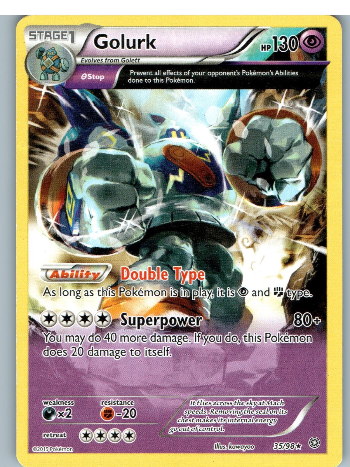 Golurk 35/98 Raro Pokemon Antiche Origini Giocato Leggermente