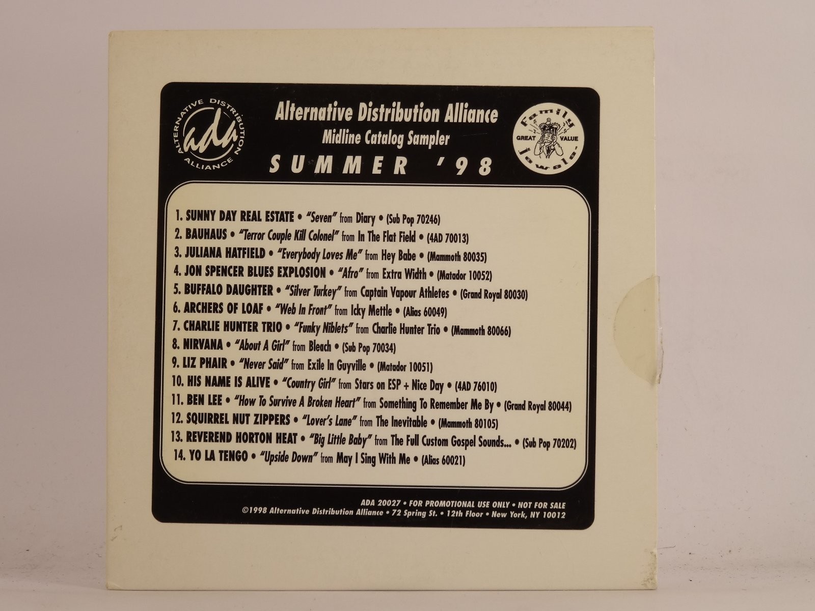 VARIOUS ARTISTS ALTERNATIVE DISTRIBUTION ALLIANCE MIDLINE CATALOG SAMPLER (508) 