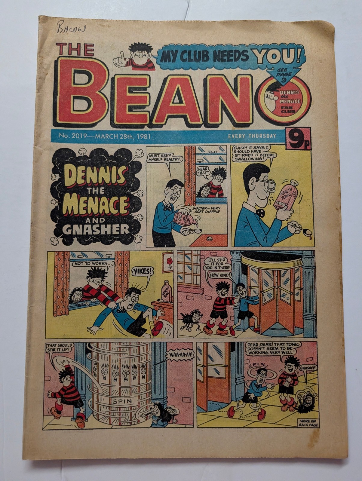 Beano Comic No 2019, March 28th 1981.