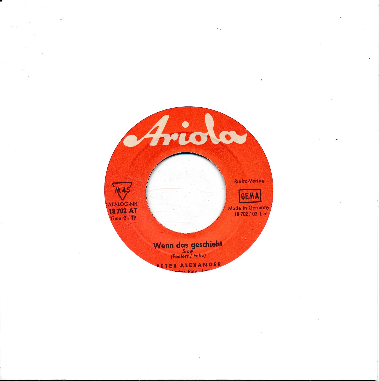 Wenn das geschieht - Peter Alexander - LC Single 7" Vinyl 177/04