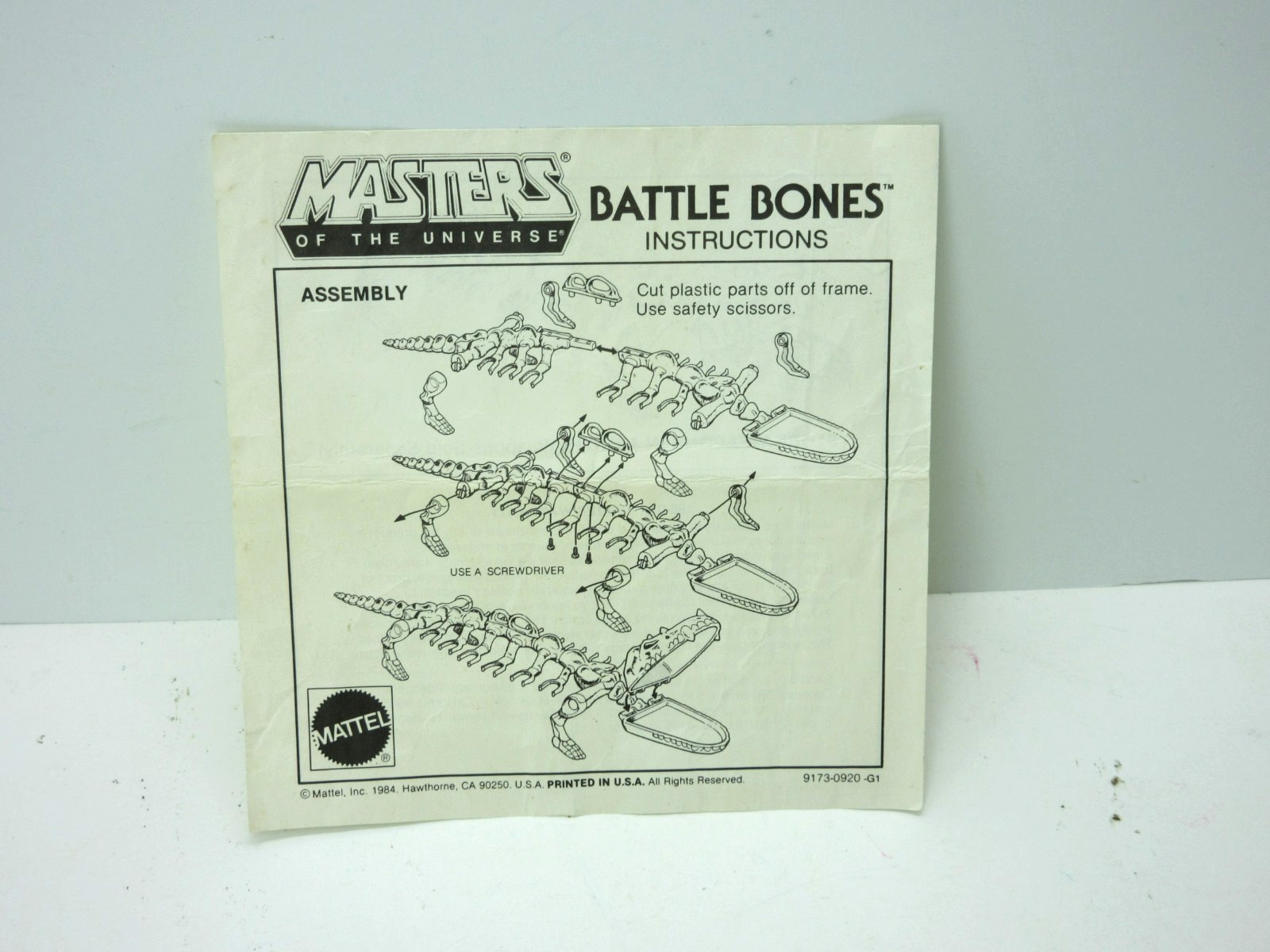 MOTU,VINTAGE,BATTLE BONES foglio istruzioni,Masters of the Universe,He-Man