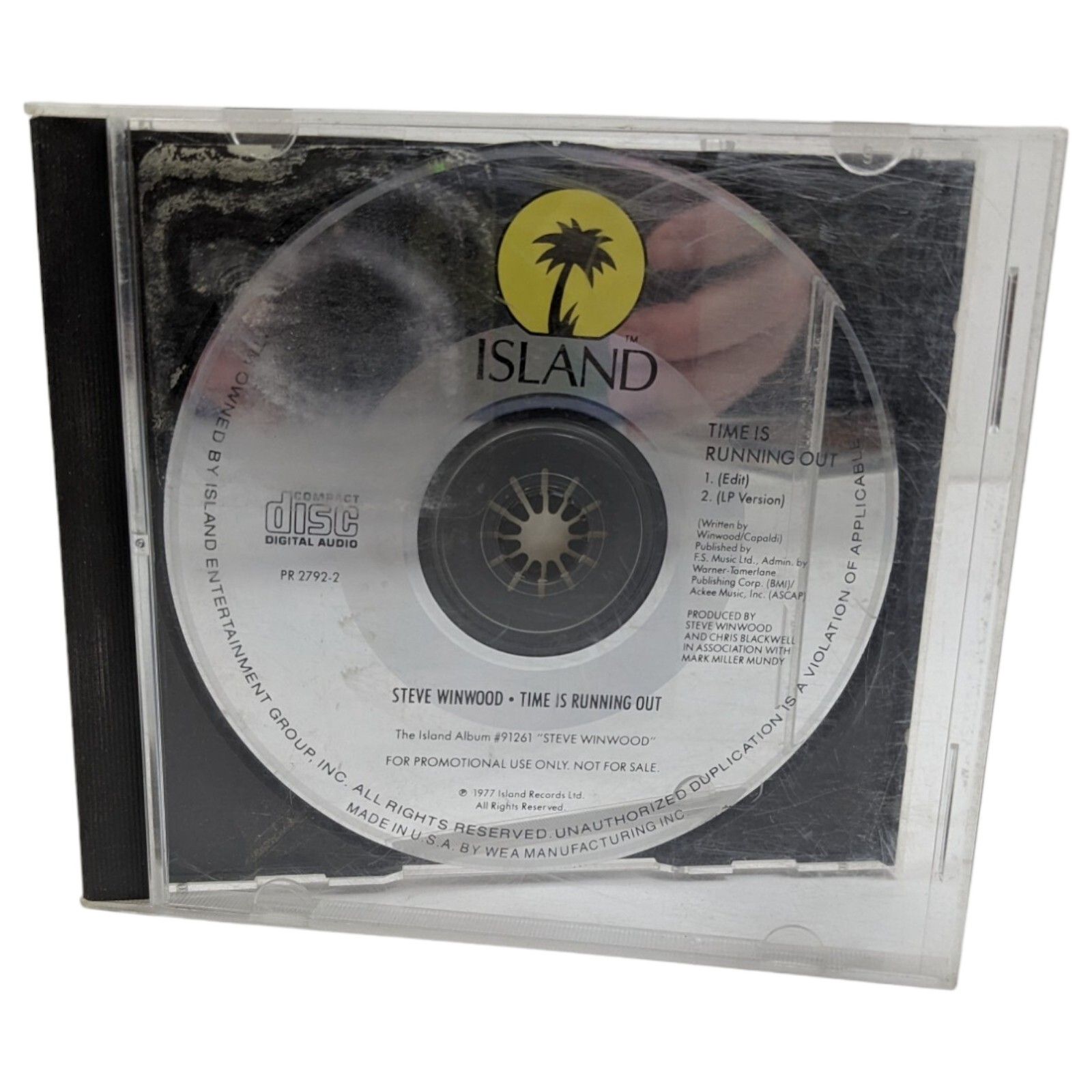 Steve Winwood - Time Is Running Out (CD Single, 1989) RARE Promo - VREY GOOD!
