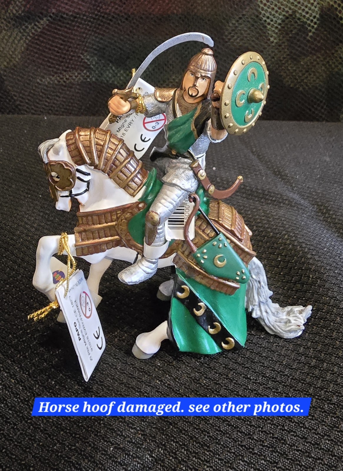 Papo Oriental Saraceno Arabian Figure Set Cavallo Corazzato Scudo Scimitarra Nuovo con etichette Fiera