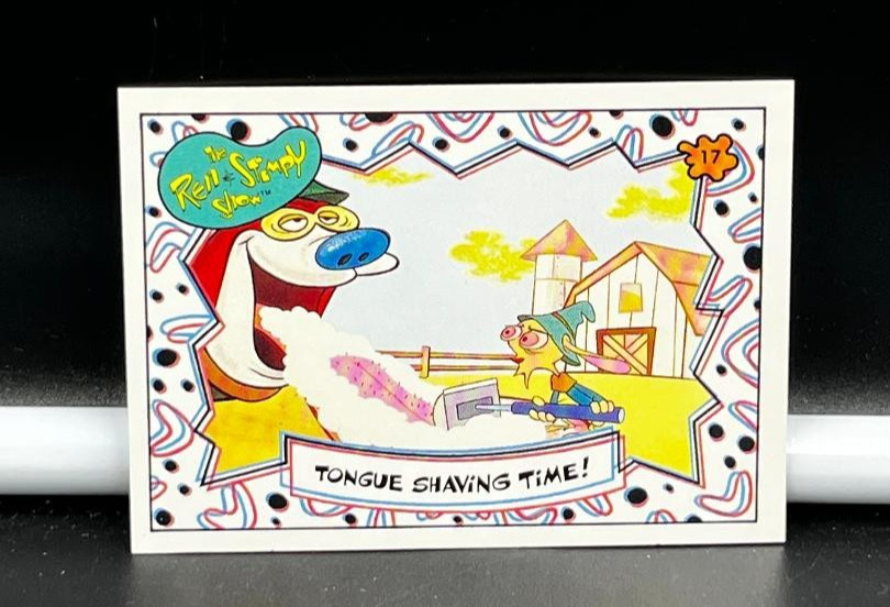 1993 Topps Collector Trading Cards Ren & Stimpy Tongue Shaving Time #17