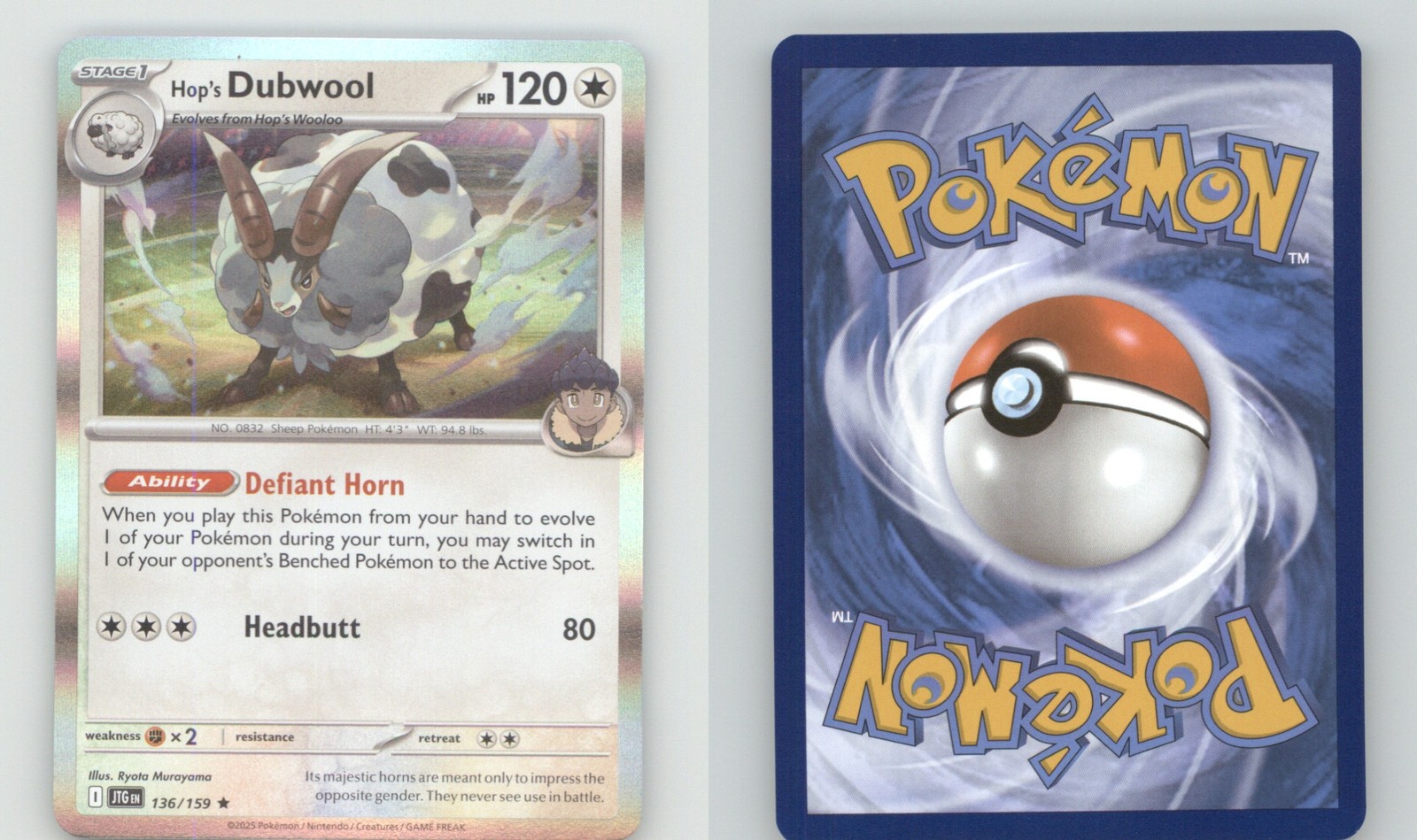 Hop's Dubwool 136/159 Raro Viaggio Insieme Pokemon Holo Near Mint