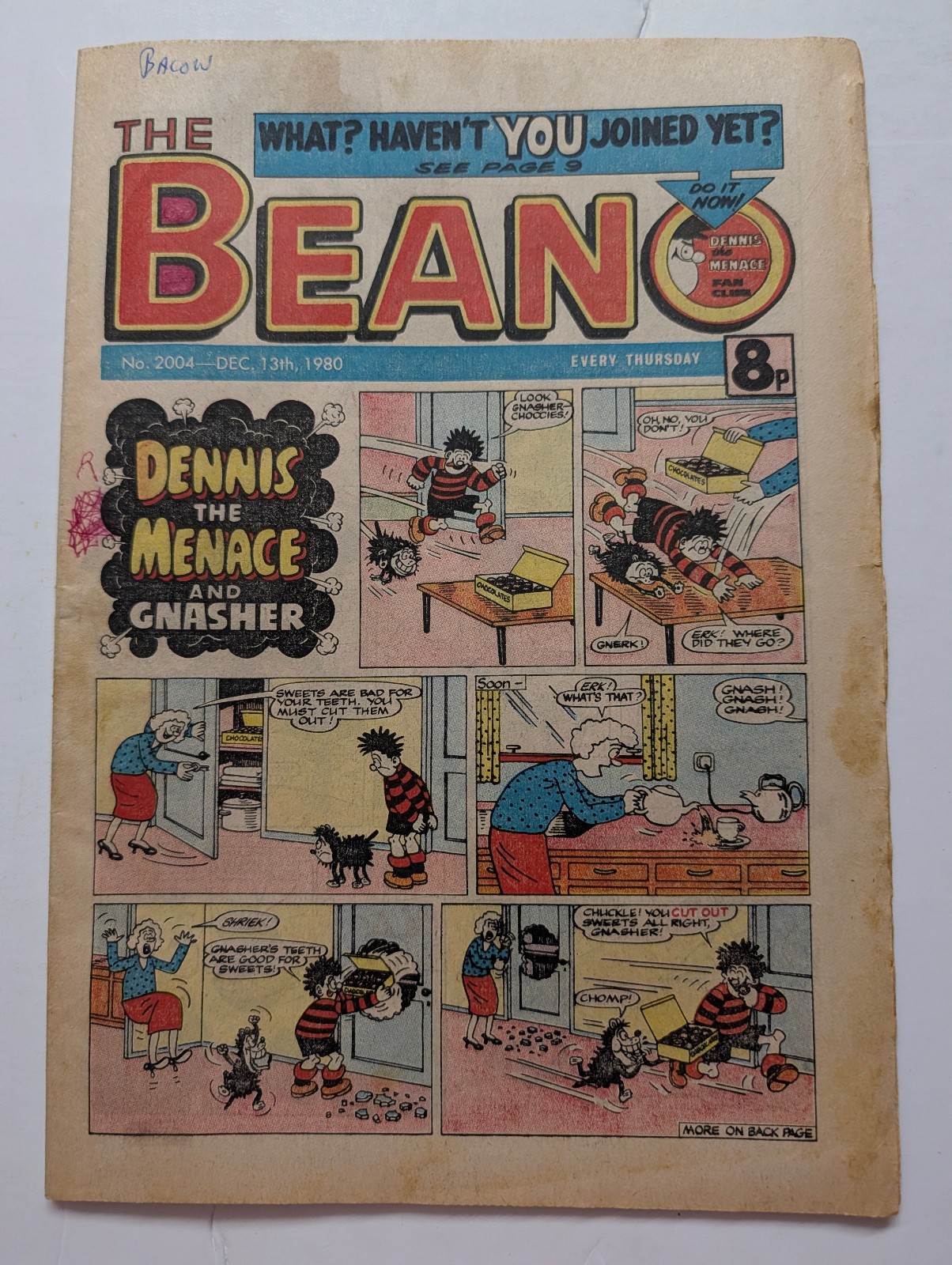 Beano Comic No 2004, December 13th 1980.