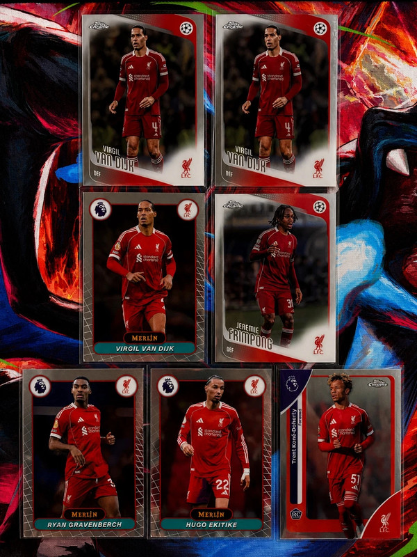 Lot 7 cartes Topps 2025/26 Liverpool