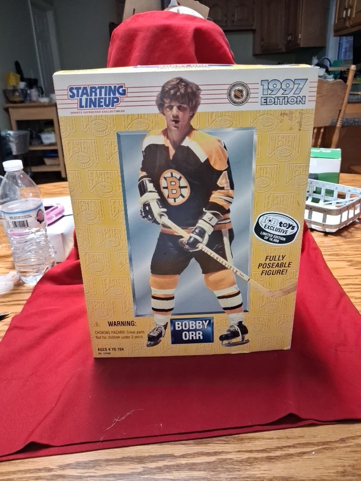 Figurina Bobby Orr 1997 12 pollici formazione iniziale KB Toys NB esclusiva Boston Bruins