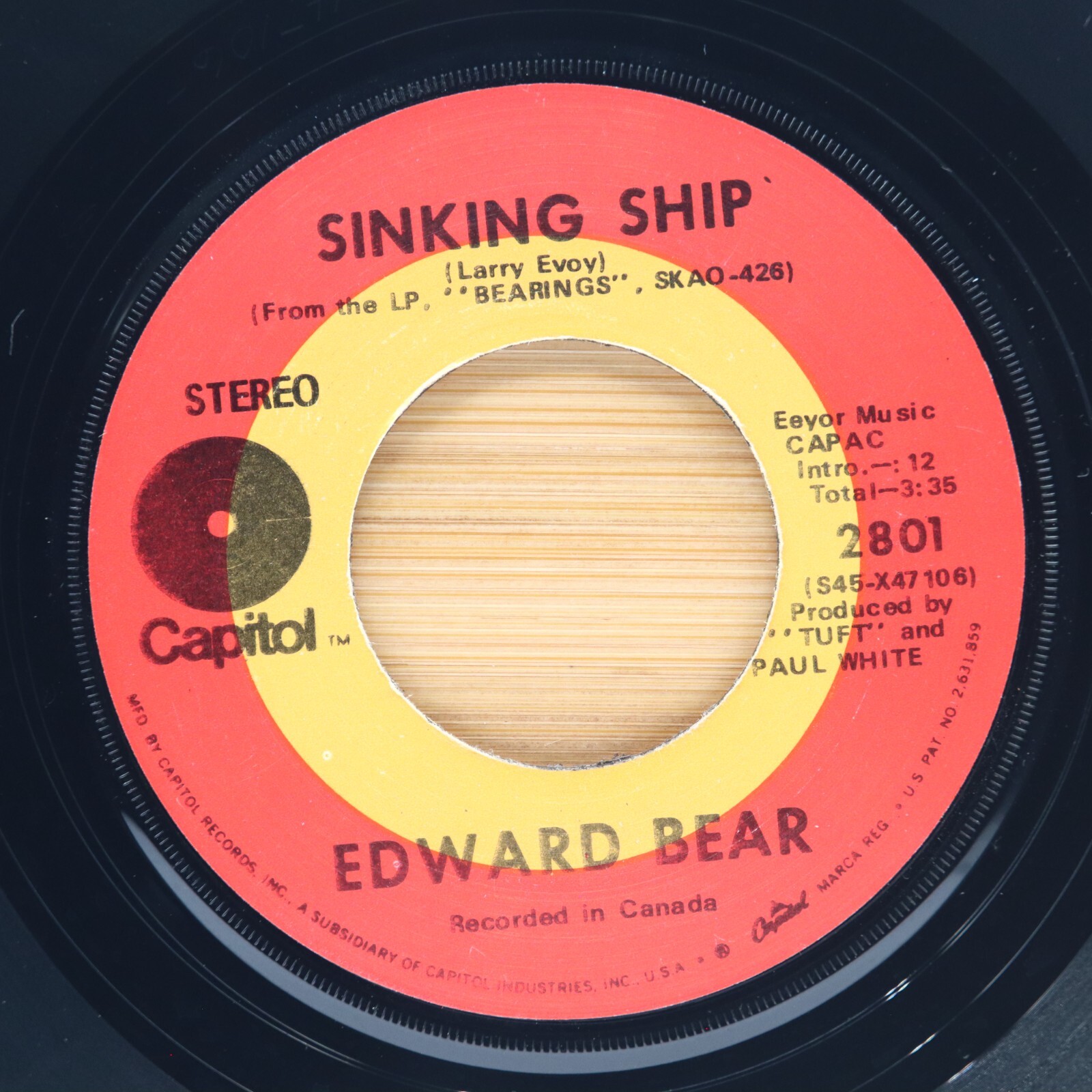EDWARD BEAR - SINKING SHIP / YOU, ME AND MEXICO - ROCK 45 CAPITOL